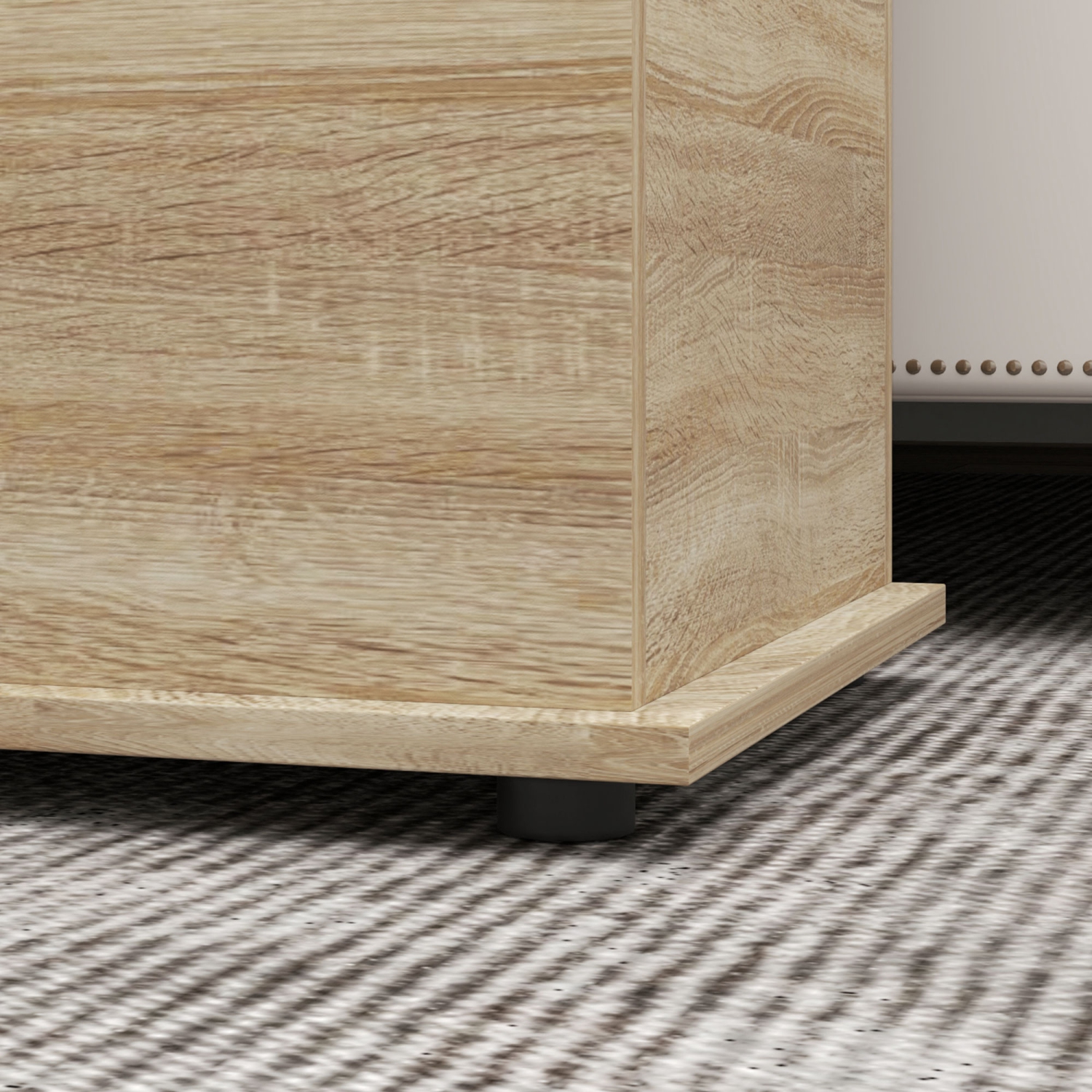 HOMCOM 39.5" Lift Top Storage Chest with 2 Safety Hinges, Storage Box Organizer with Flip-Top Lid, Entryway Storage Bench, Oak