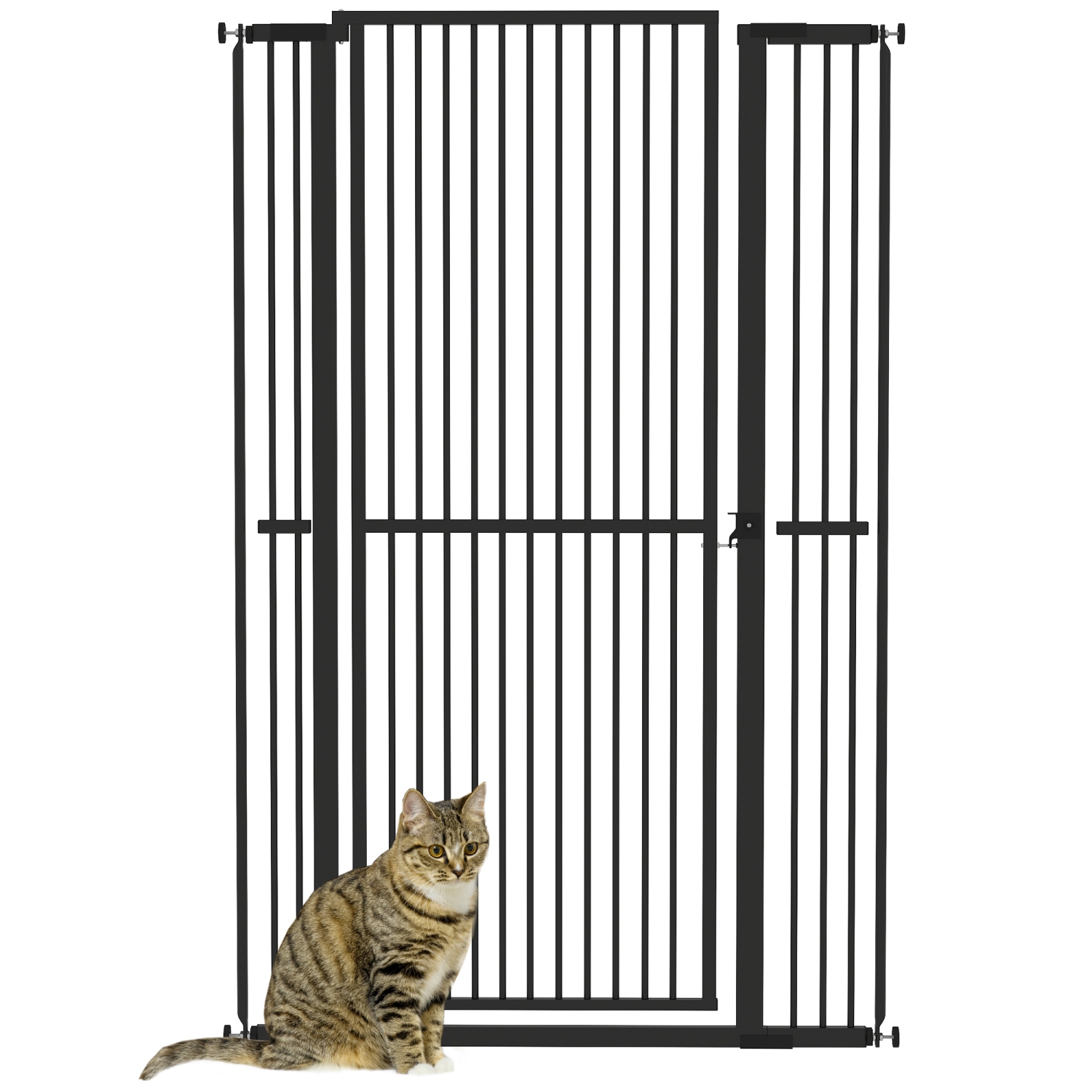 PawHut 59"H Extra Tall Cat Gate, 30"-41"W Steel Pet Gate for Doorway, Hallway, Pressure Mounted Kit No Drilling Dog Gate with 1.4" Extra Narrow Gap,