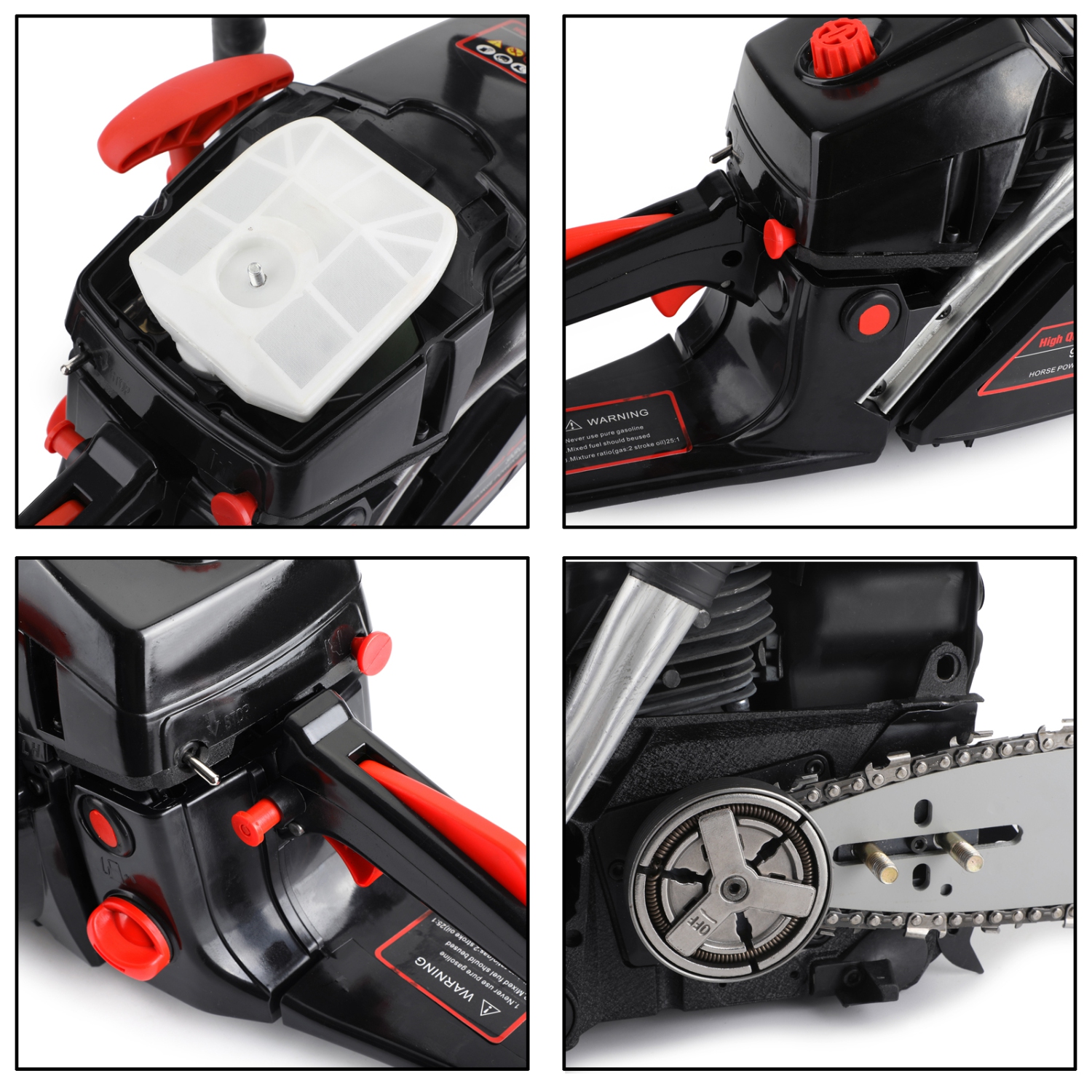 Scie à chaîne 62&nbsp;cc, moteur à barre de 22&nbsp;po, 2 temps, scie à chaîne, rouge