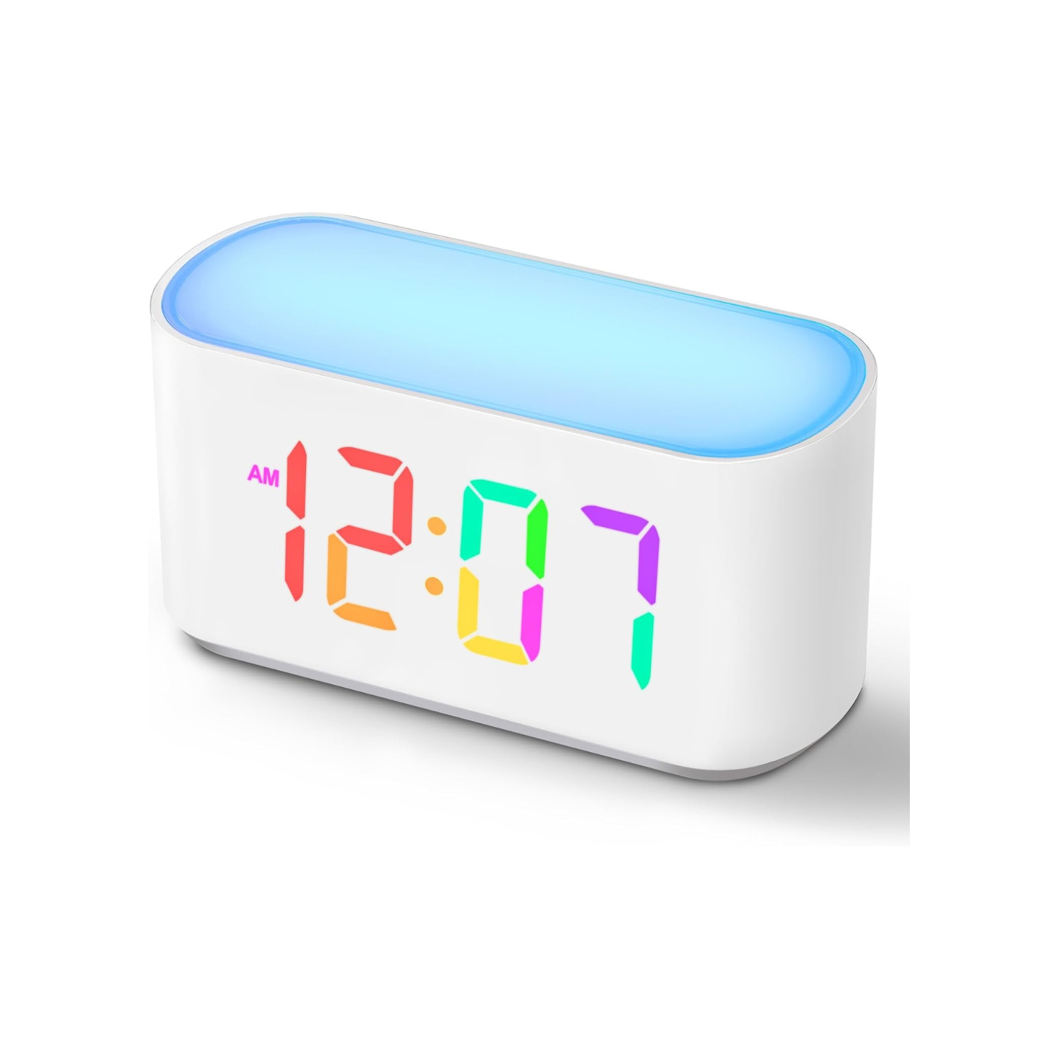 Alarm Clock for Bedrooms, Large Display Digital Clocks with 2 Alarms, 7 Color Larger Night Light, Battery Backup, Dimmer, Adjustable Volume, Easy