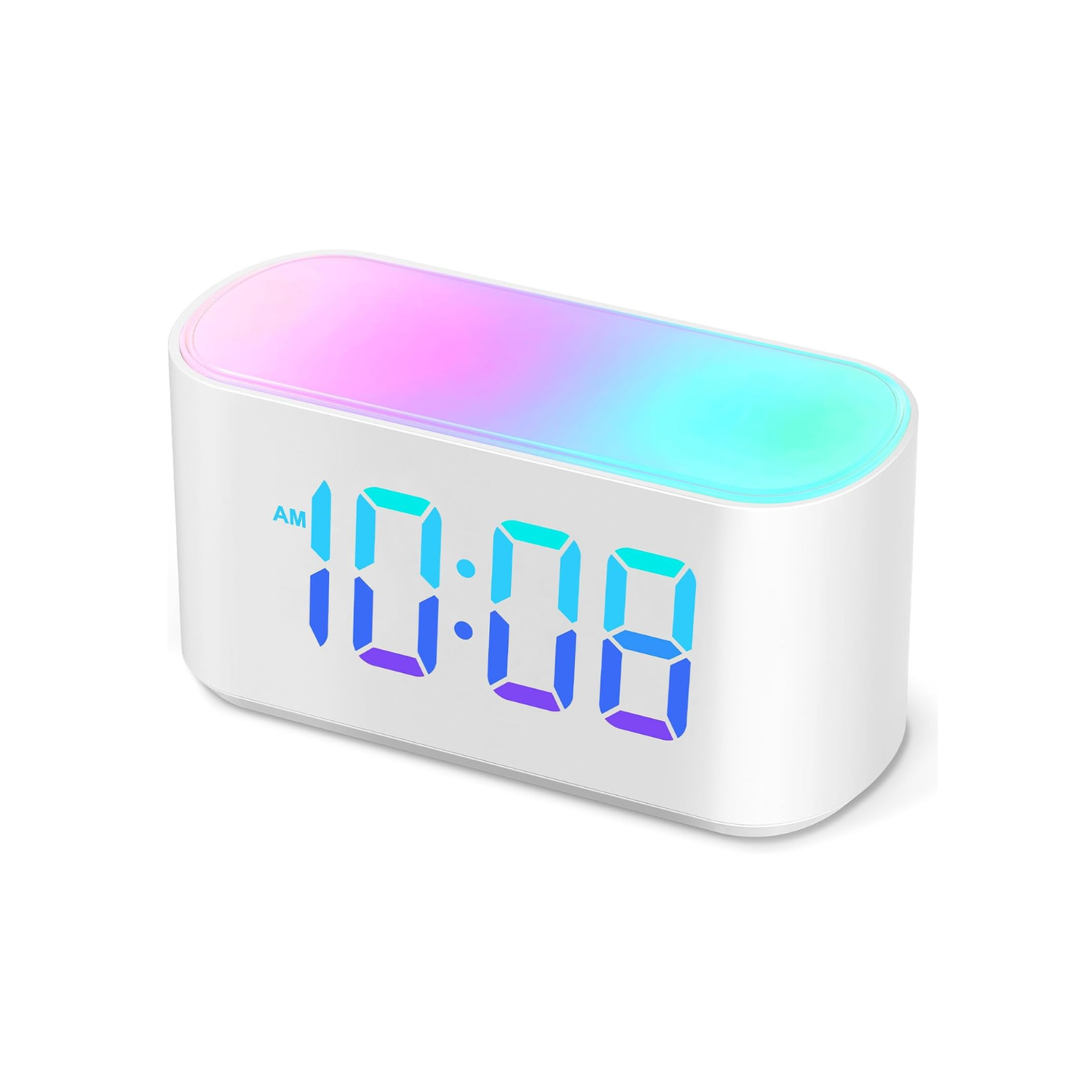Alarm Clock for Bedrooms, Large Display Digital Clocks with 2 Alarms, 7 Color Larger Night Light, Battery Backup, Dimmer, Adjustable Volume, Easy