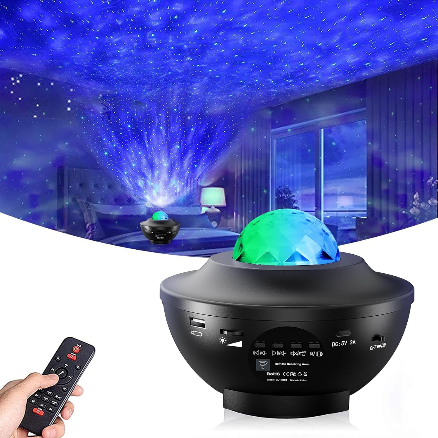 Galaxy Star Projector, Nebula LED Night Light for Room Decor, Ocean Wave Starry Sky Light Projector for Bedroom/Home Theater, Remote & Bluetooth