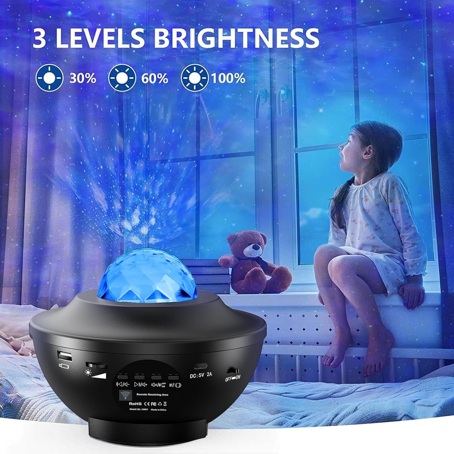Galaxy Star Projector, Nebula LED Night Light for Room Decor, Ocean Wave Starry Sky Light Projector for Bedroom/Home Theater, Remote & Bluetooth