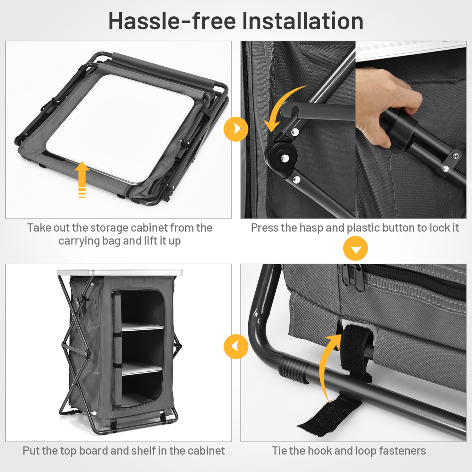 Costway Folding Pop-Up Cupboard Compact Camping Storage Cabinet w/ Bag Medium Size