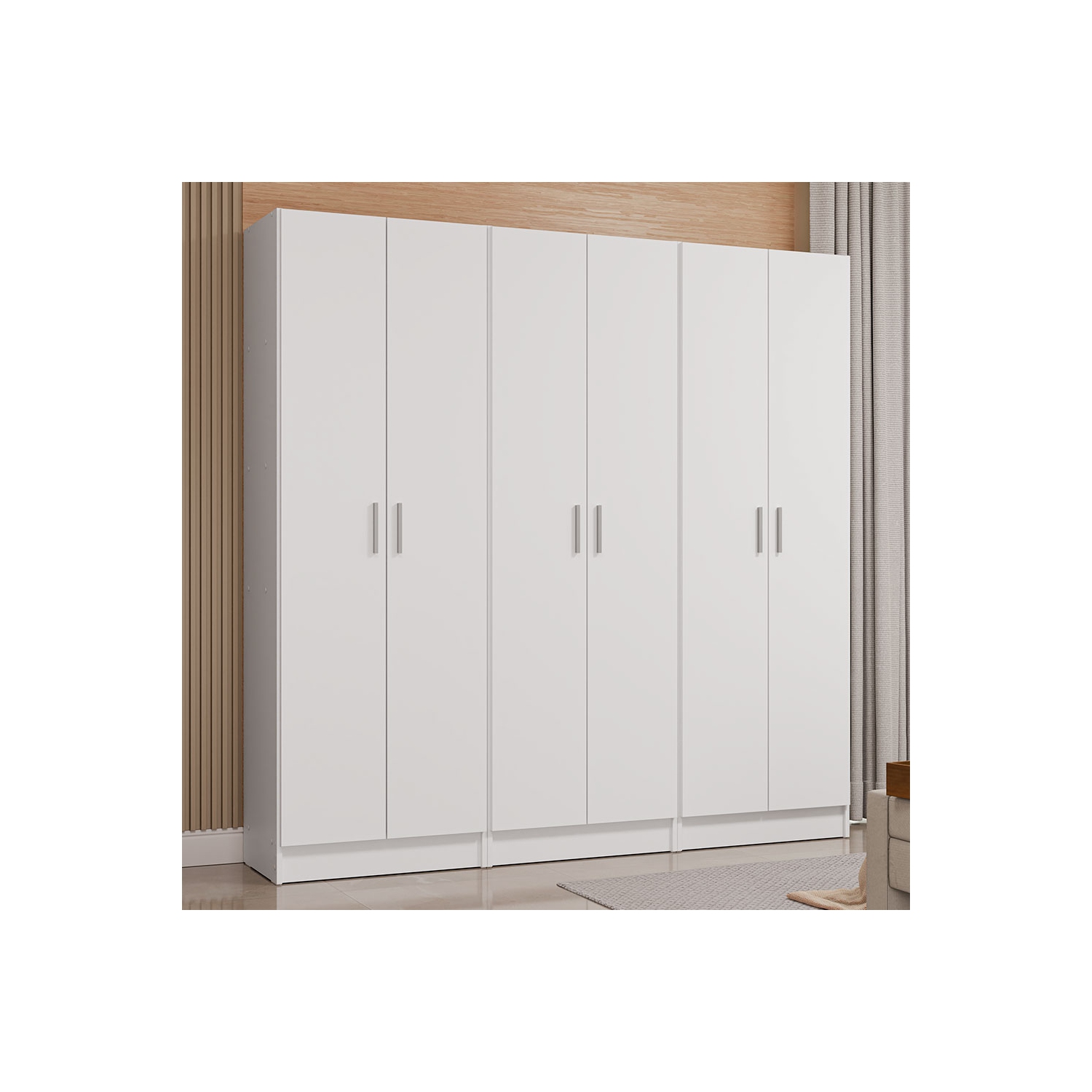 Armoire garde-robe Madesa avec 6 portes et 15 tablettes utilitaires Unité de rangement en bois de 71 po de long pour chambre, bureau, salle de