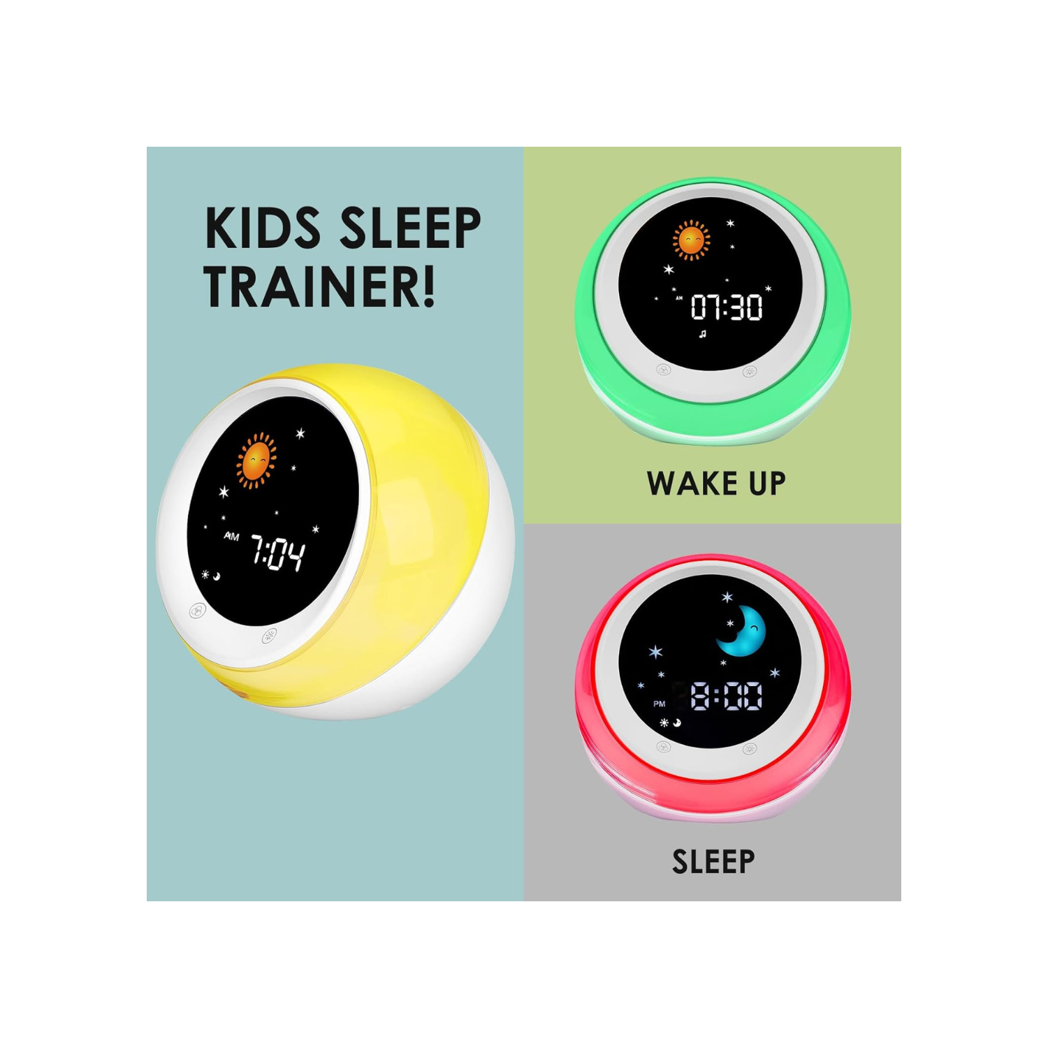 Time to Wake Alarm Clock for Kids, Children's Sleep Trainer, Kids Wake Up Light, Sleep Sound Machine