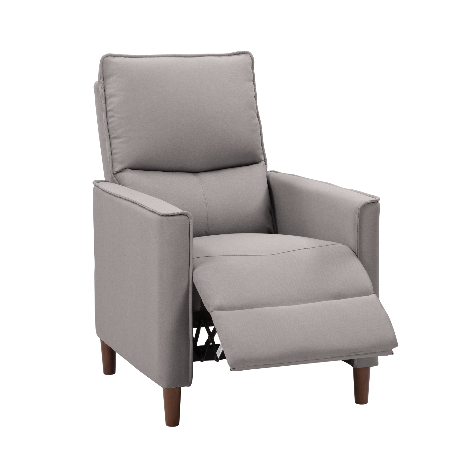 Corliving Upholstered Manual Recliner, Modern Recliner for Small Spaces, for Living Room, Bedroom, Light Grey