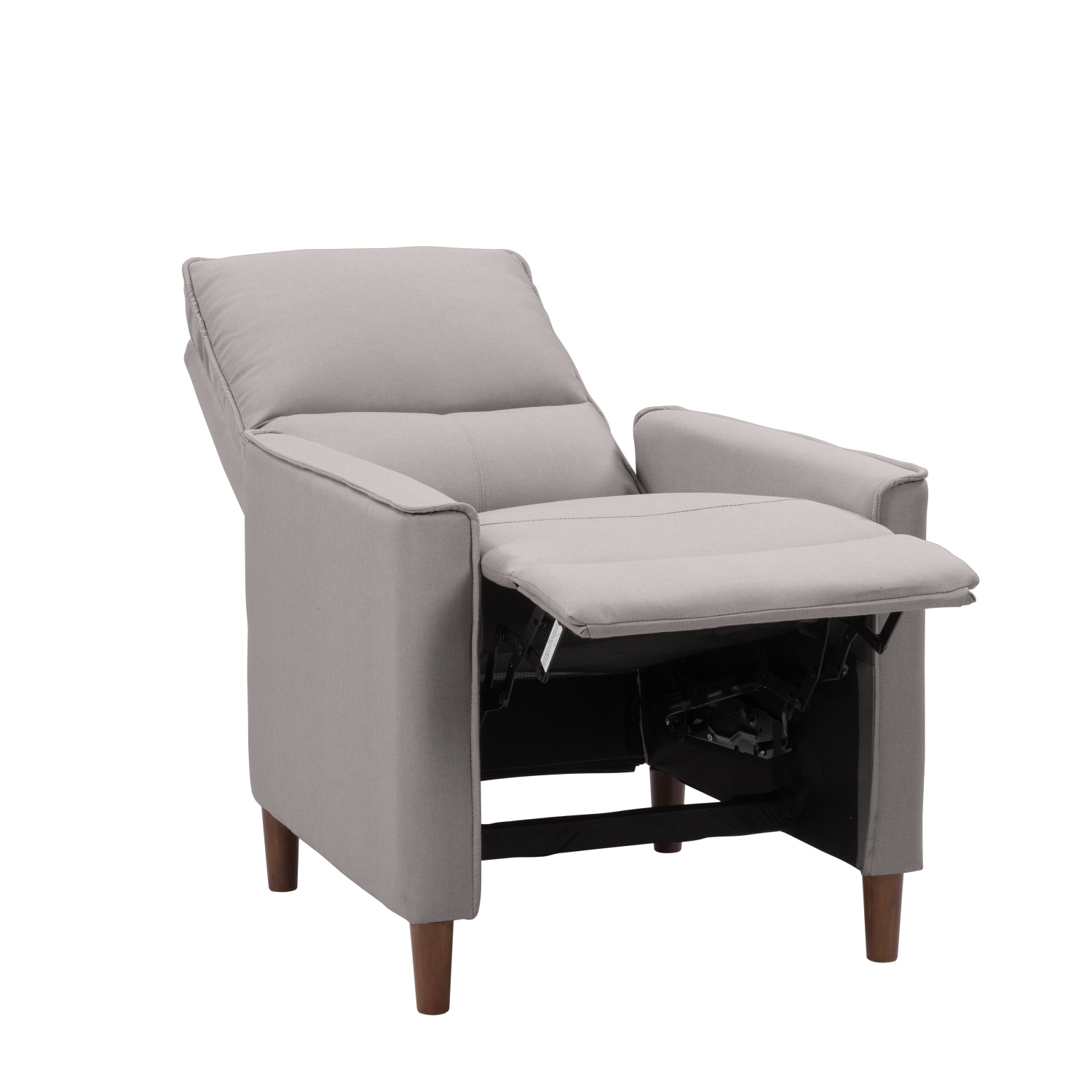 Corliving Upholstered Manual Recliner, Modern Recliner for Small Spaces, for Living Room, Bedroom, Light Grey