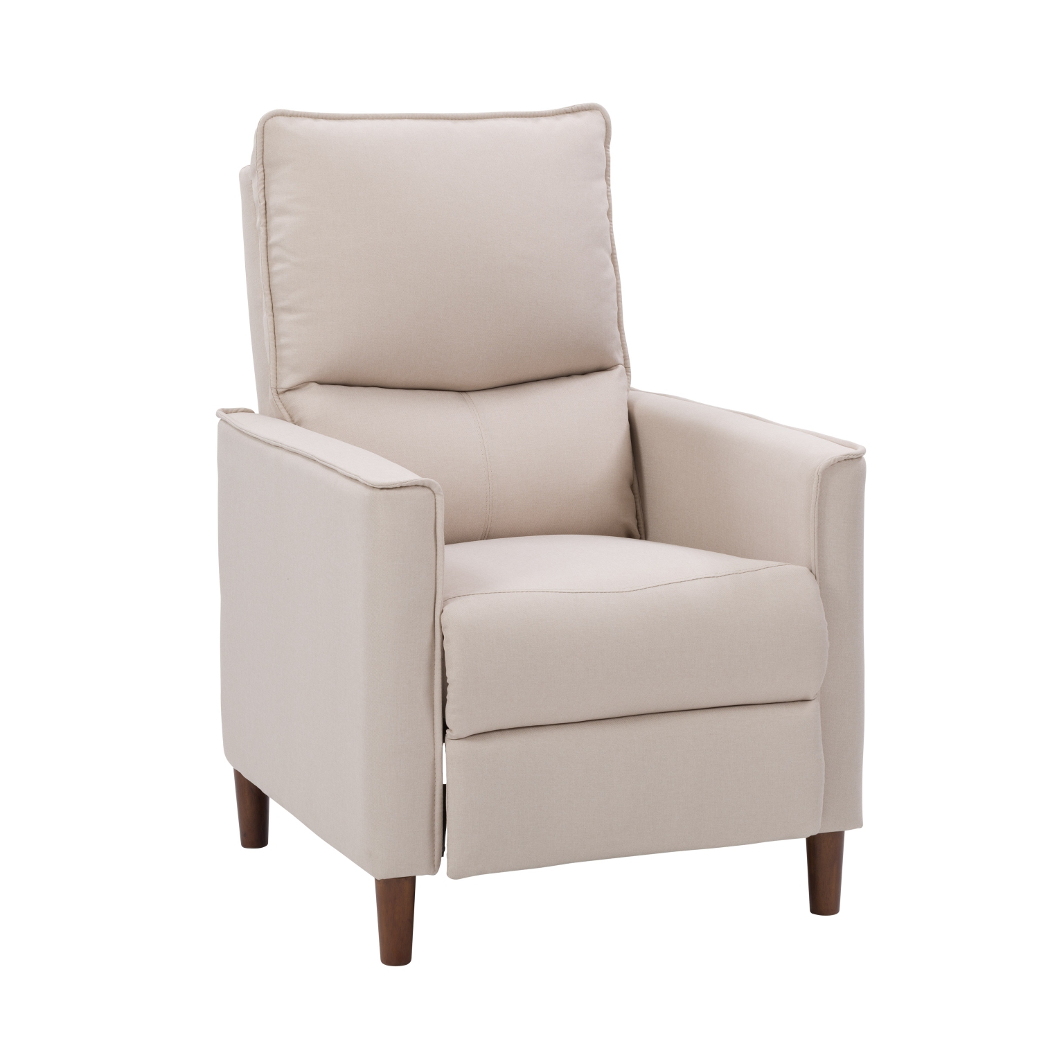 Corliving Upholstered Manual Recliner, Modern Recliner for Small Spaces, for Living Room, Bedroom, Beige