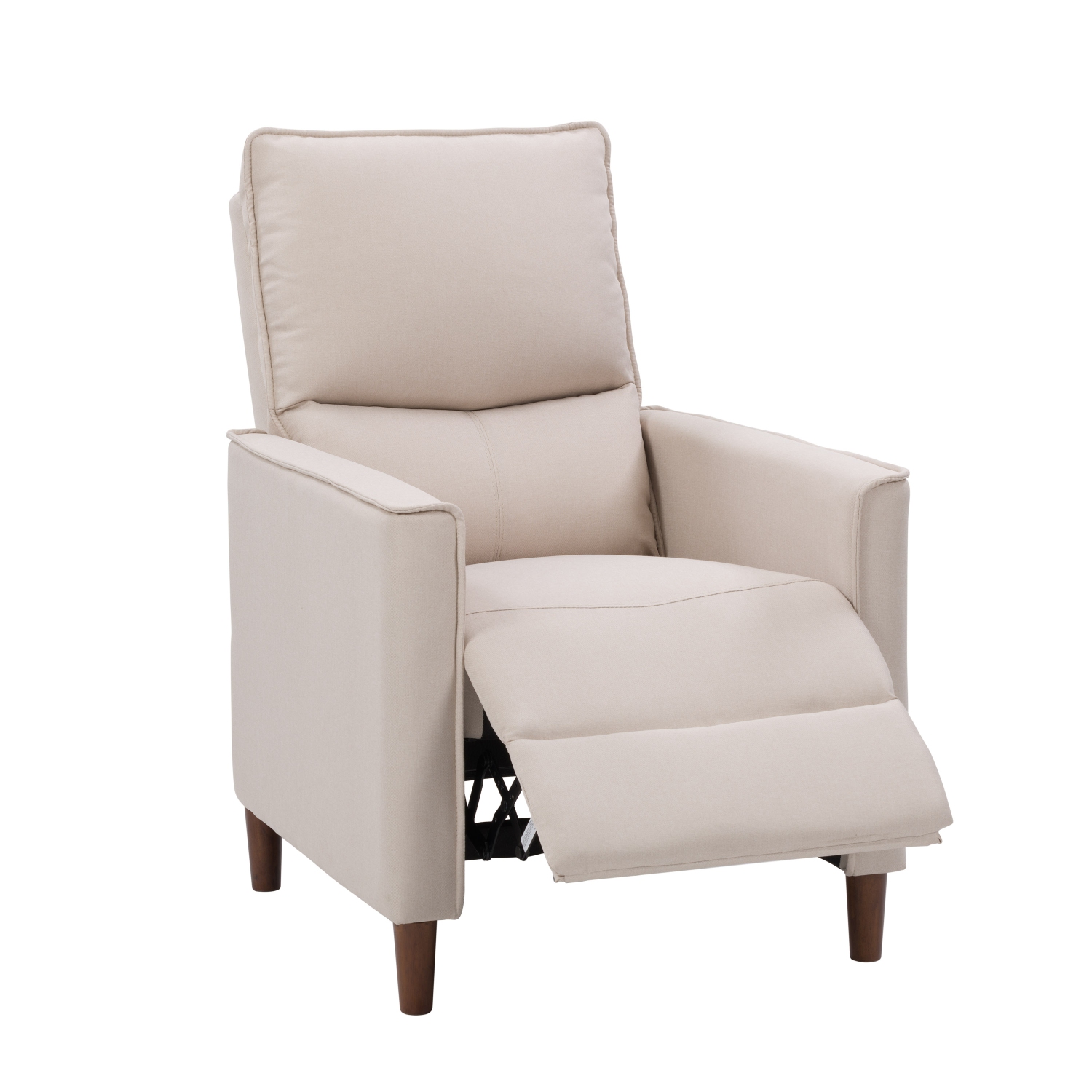 Corliving Upholstered Manual Recliner, Modern Recliner for Small Spaces, for Living Room, Bedroom, Beige