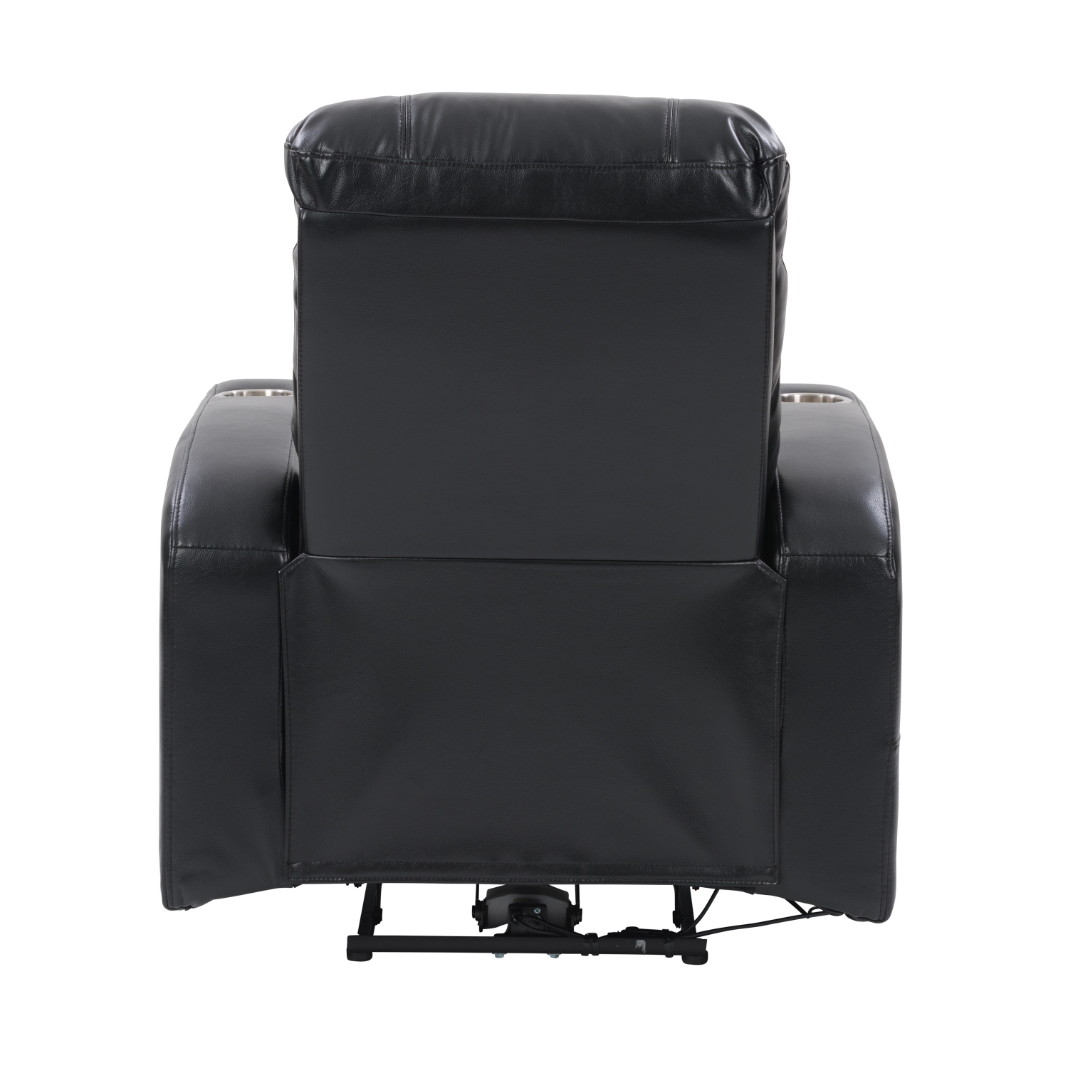 Corliving Power Recliner with Cup Holder, Home Theater Recliner PU Fabric, for Living Room, Home Theater, Black