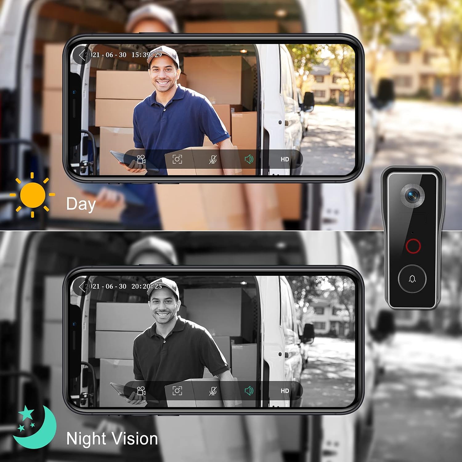 EUKI Wireless WiFi Video Doorbell Camera With Chime, 2K HD Smart Video