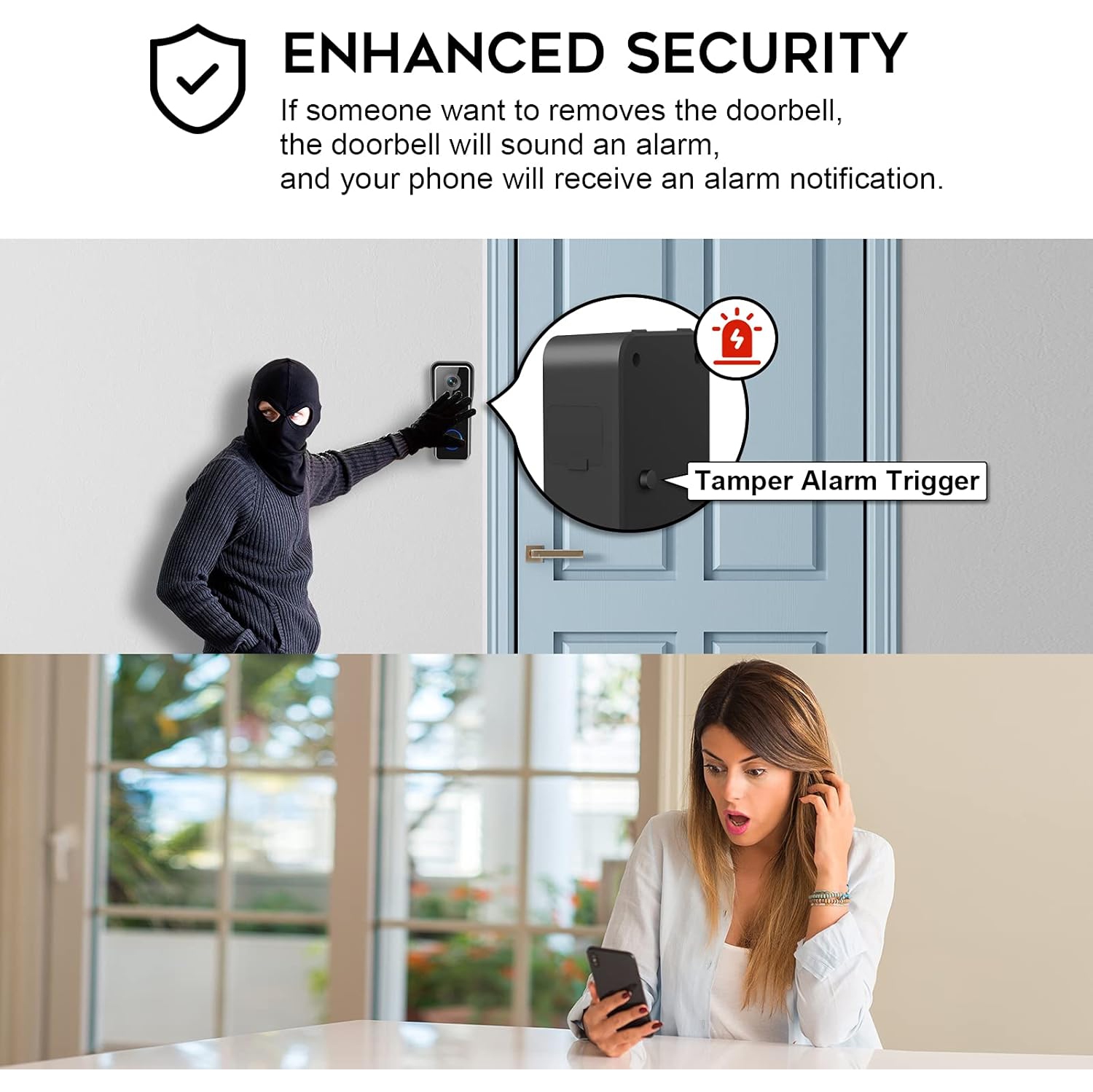 EUKI Wireless WiFi Video Doorbell Camera With Chime, 2K HD Smart Video