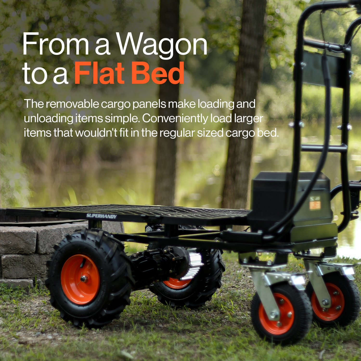 SuperHandy Utility Service Cart Power Wagon Wheelbarrow Electric 48V DC Powered 660Lbs Load and 1000Lbs+ Hauling Capacity Farm and Garden All Purpose