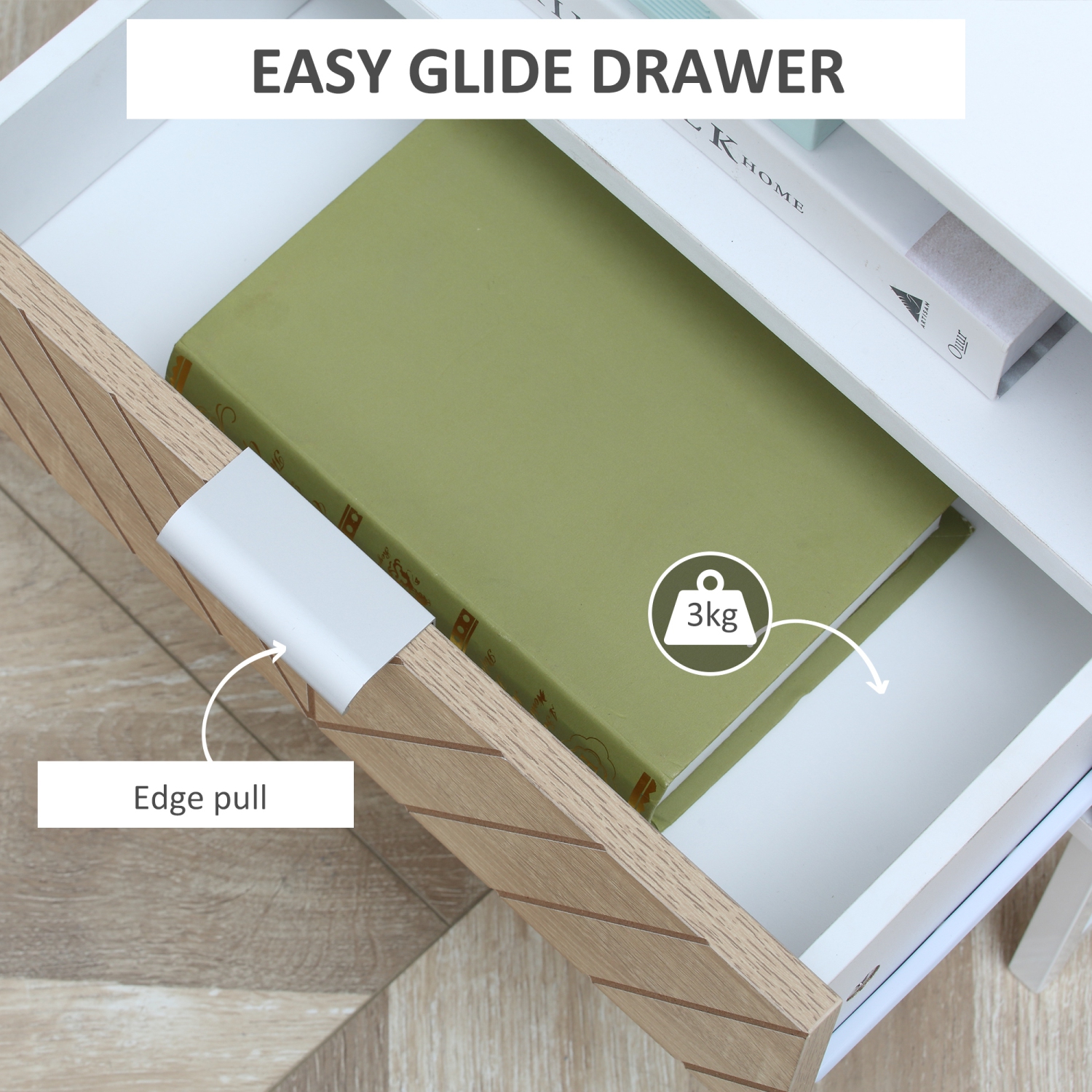 Table de chevet moderne avec tiroir et tablette de rangement de HOMCOM, table de chevet avec base en métal, table de bout de canapé pour chambre,