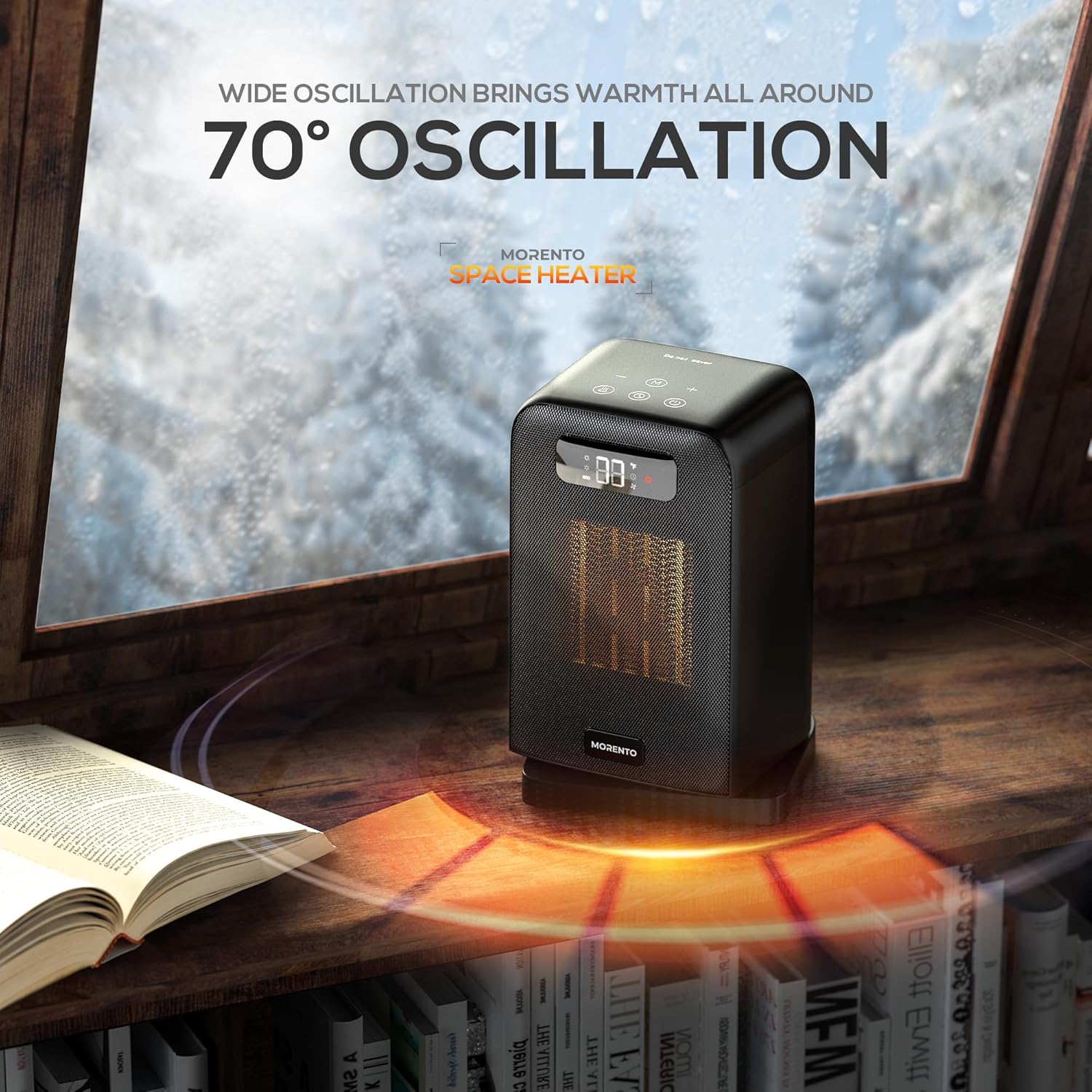 MORENTO Space Heaters for Indoor, 1500W Electric Heater, Room Heater with Heating and Fan Modes in Office with Thermostat, Small Space Heaters for