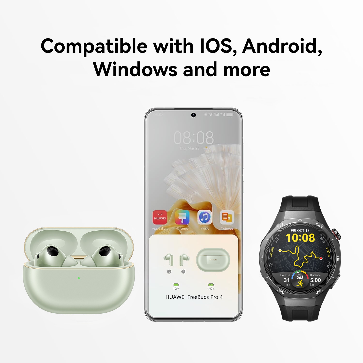 HUAWEI FreeBuds Pro 4，Dual-Driver True Sound, Stable & Clear Calls, Intelligent Dynamic ANC, Head Motion Controls, Compatible with iOS & Android,