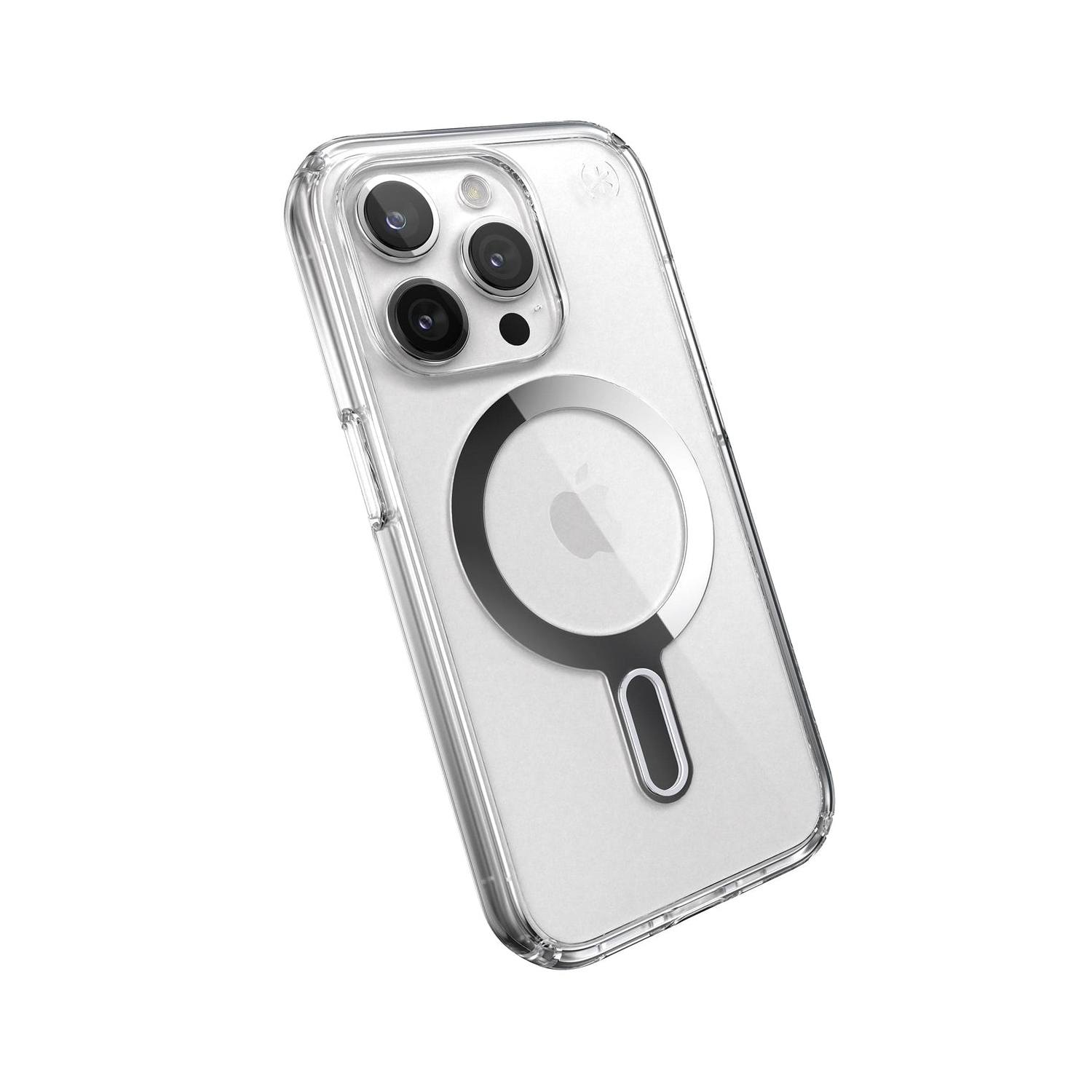Étui Presidio Perfect-Clear de Speck avec MagSafe chromé pour iPhone 15 Pro