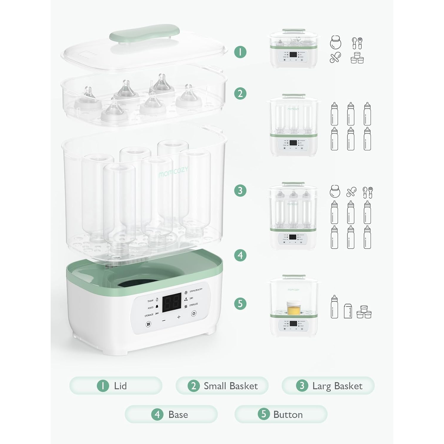 Momcozy Bottle Sterilizer and Dryer, 8-in-1Electric Steam Baby Bottle Sterilizer for Baby Bottles, Baby stuffs & Breast Pump Accessories