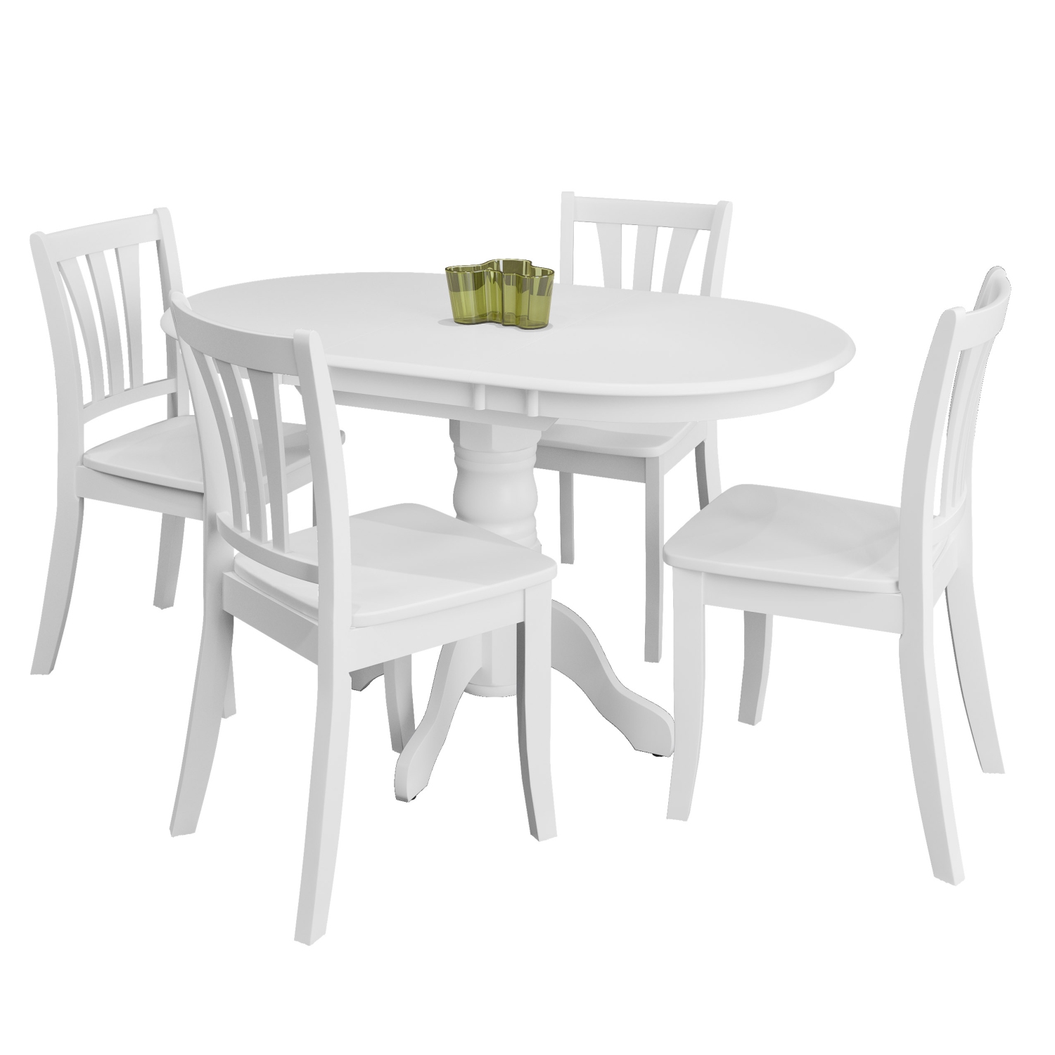 CorLiving 5-Piece Dillon Extendable Stained Solid Wood Dining Set for Small Spaces, for Dining Room, White