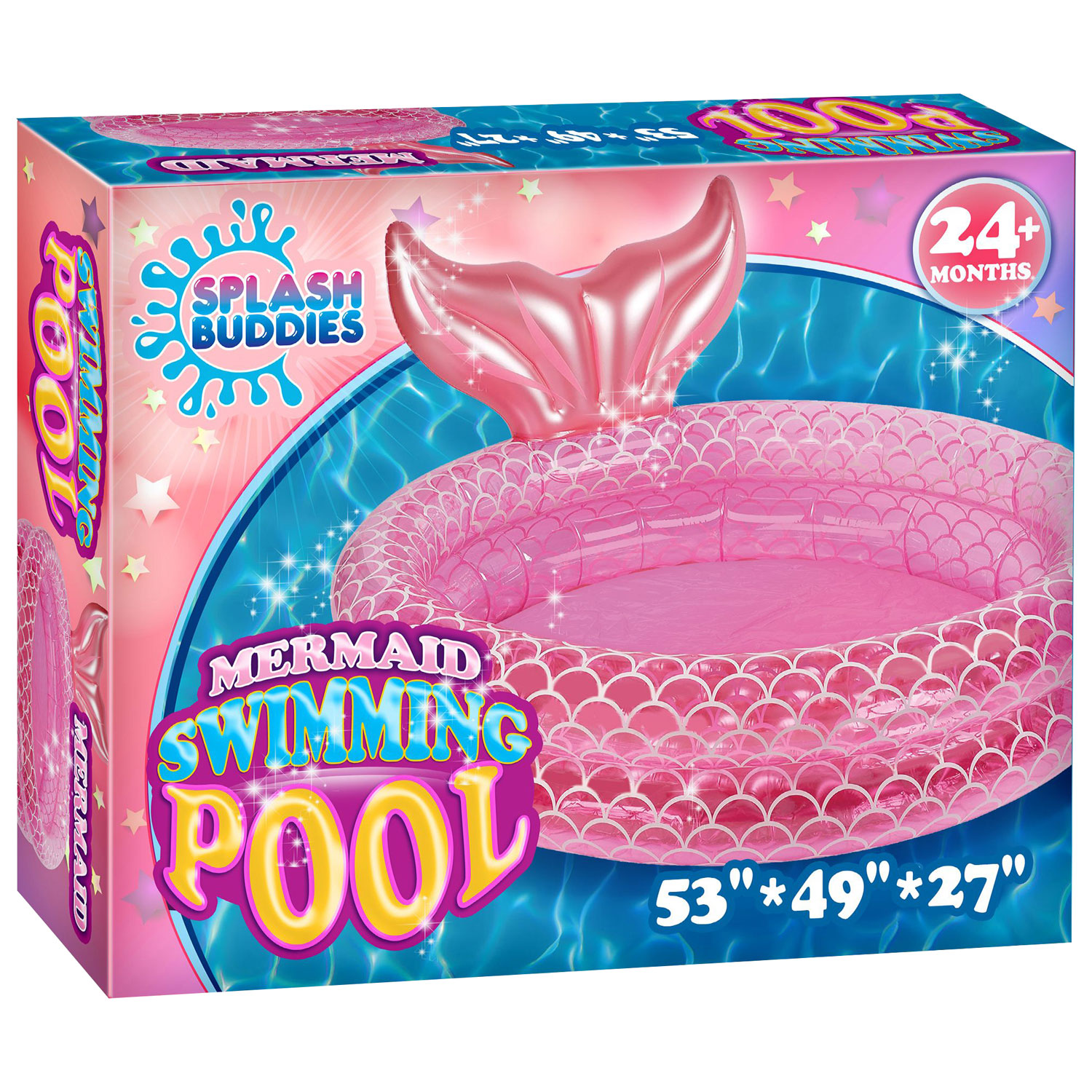 Splash Buddies Mermaid Inflatable Kiddie Pool - Pink