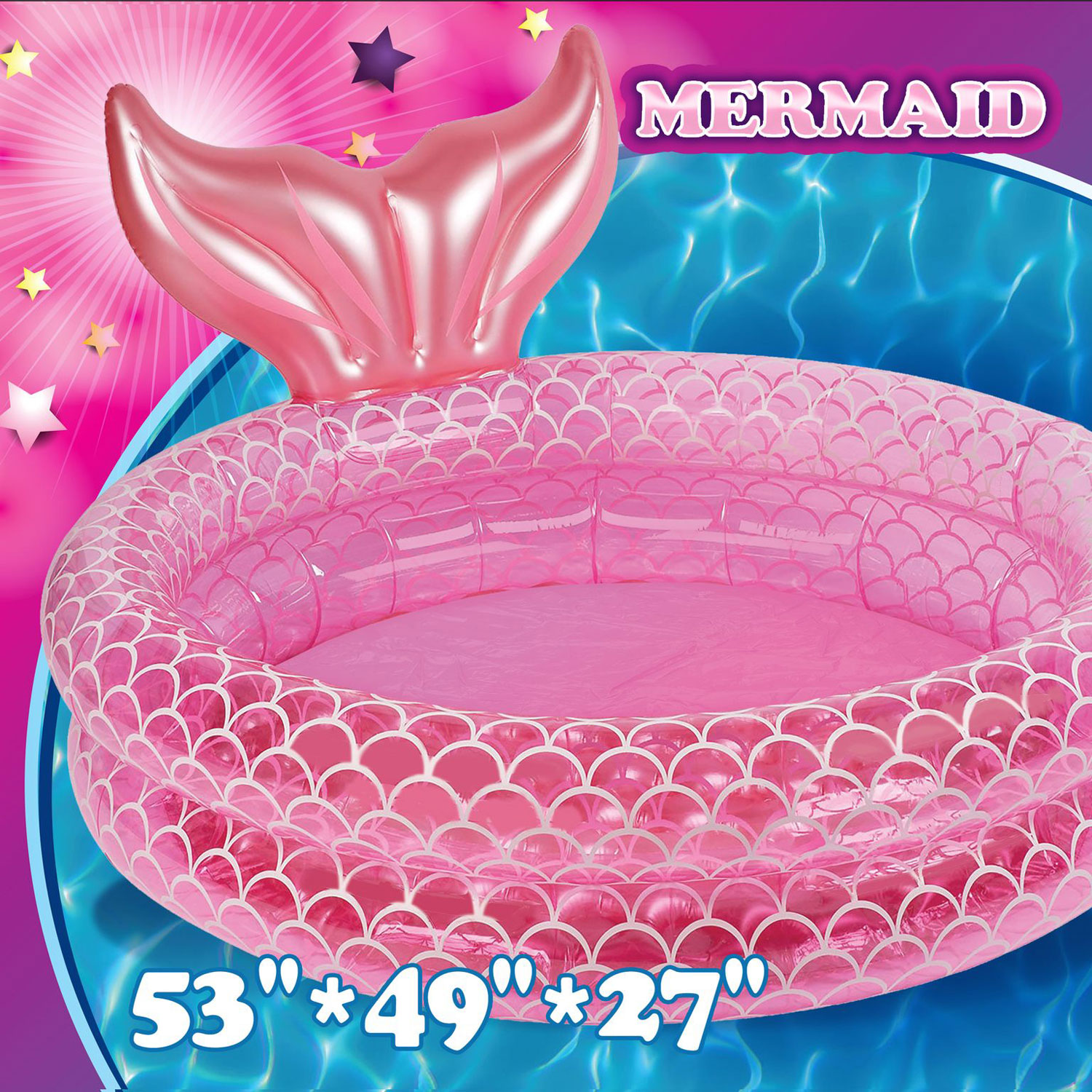 Splash Buddies Mermaid Inflatable Kiddie Pool - Pink