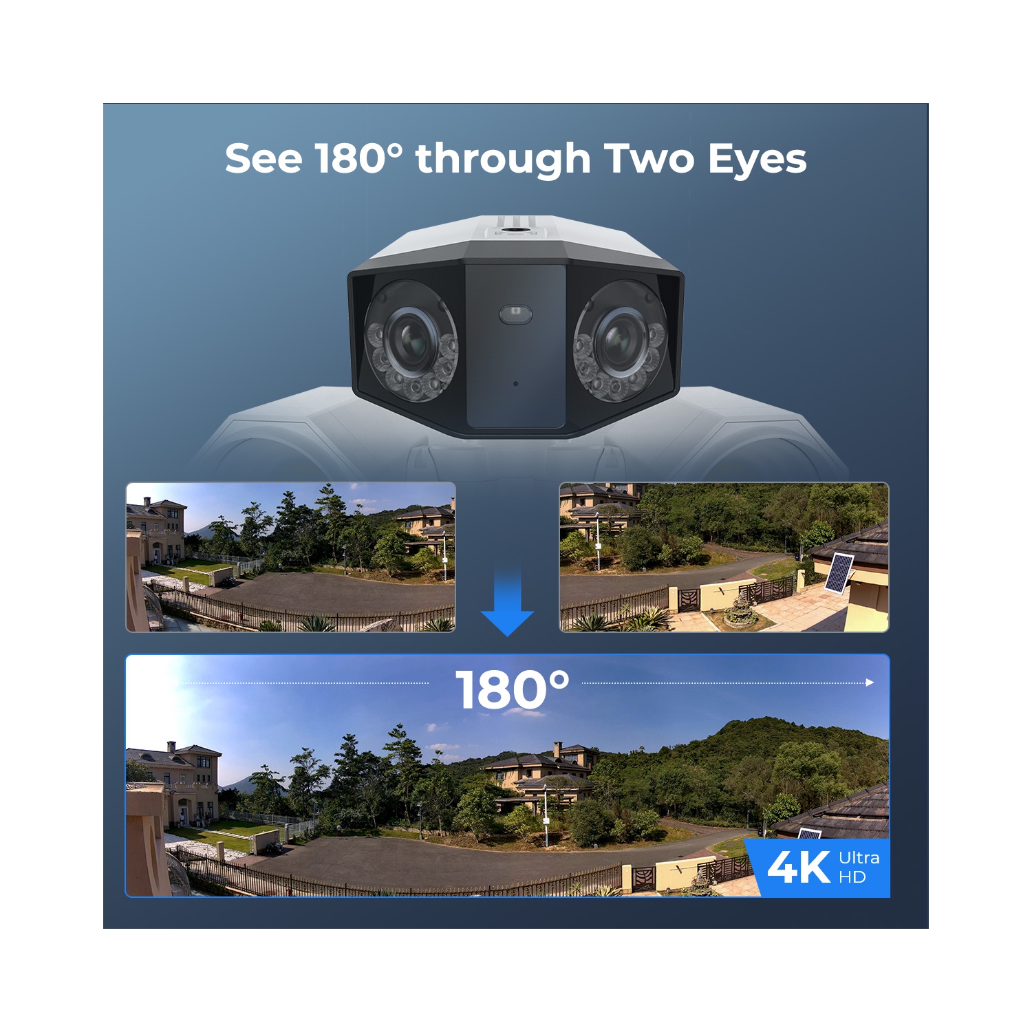 Reolink 4K 180° Dual Lens Floodlight Security Camera, Person/Vehicle Detection, Color Night Vision, Two-Way Audio, Power over Ethernet