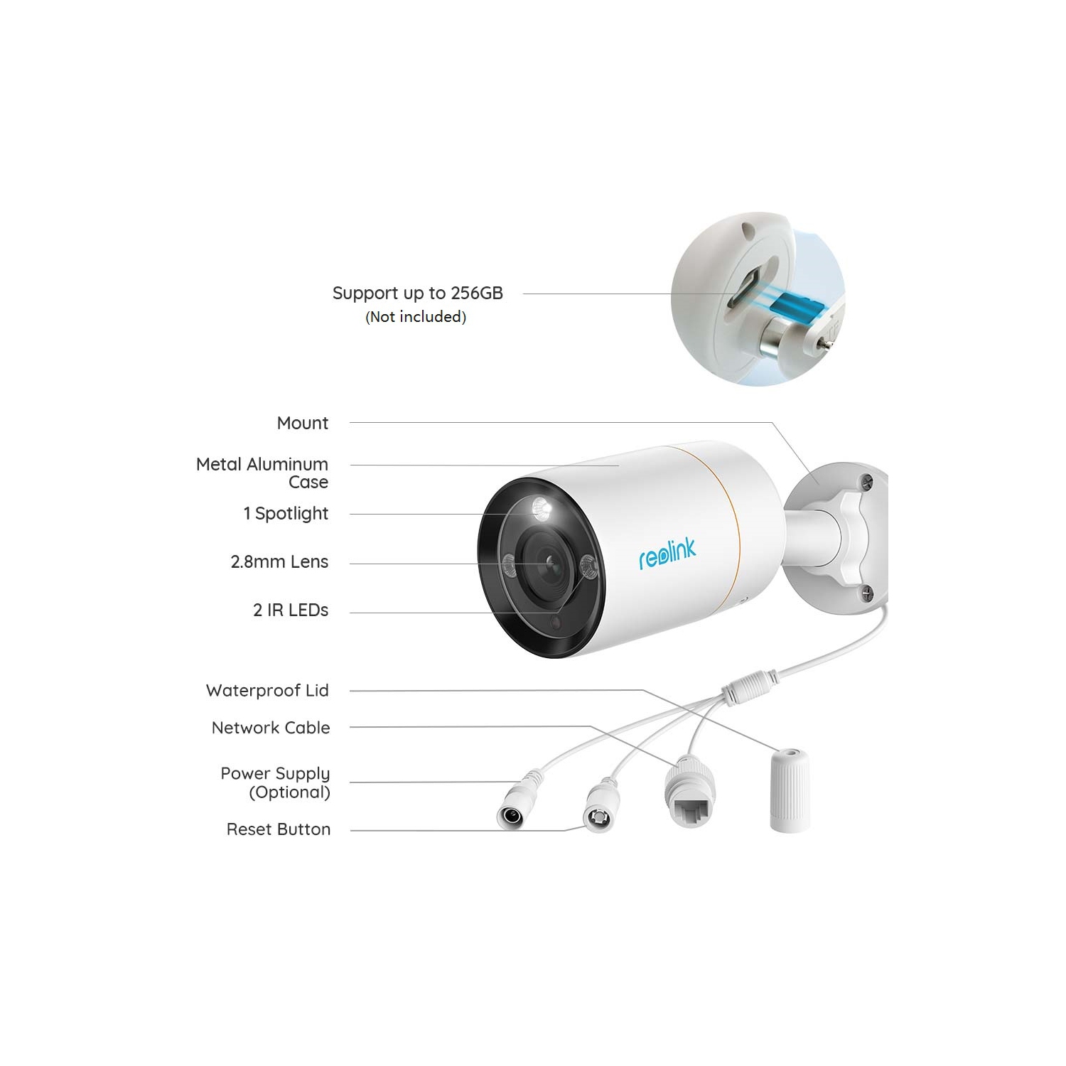 Reolink – Caméra de sécurité PoE 12&nbsp;Mpx pour surveillance vidéo, alertes personne/véhicule, vision nocturne couleur, audio bidirectionnel,