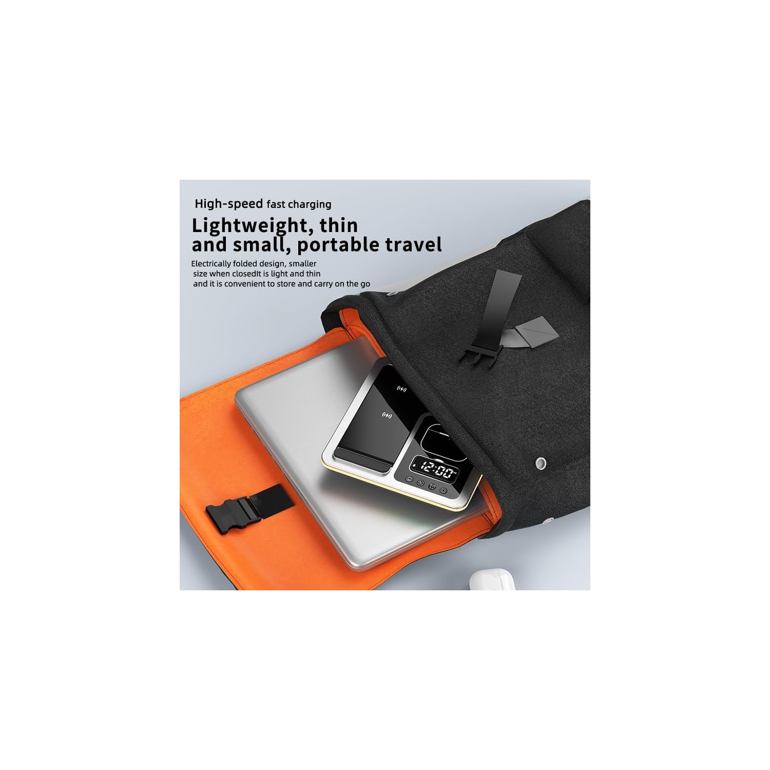 Five-in-One Foldable Wireless Charging Station - Adjustable Charging Stand, Multi-Device Compatible Charging Station and Clock-Apple Series Exclusive