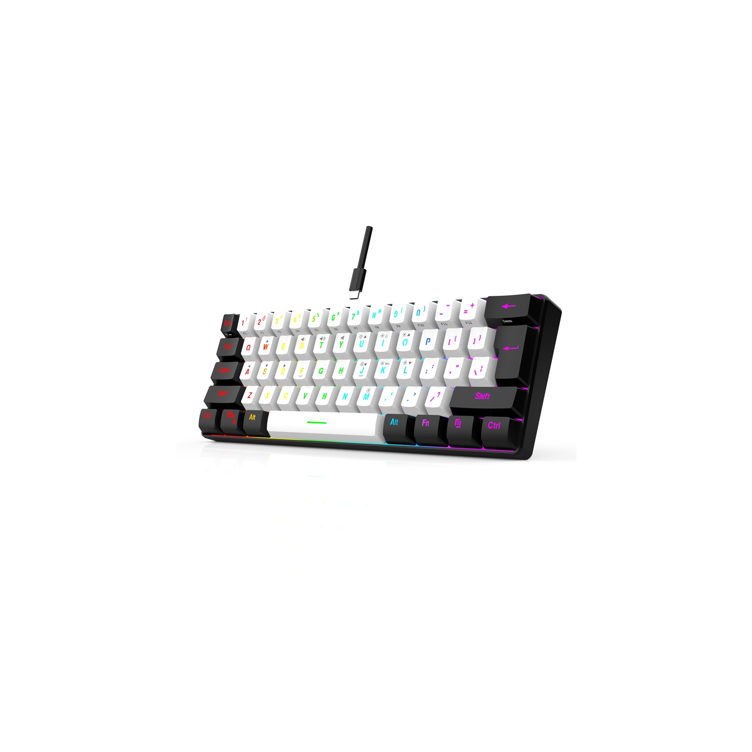 60% wired game keyboard, RGB backlit ultra-small keyboard, waterproof portable, computer/MAC game keyboard
