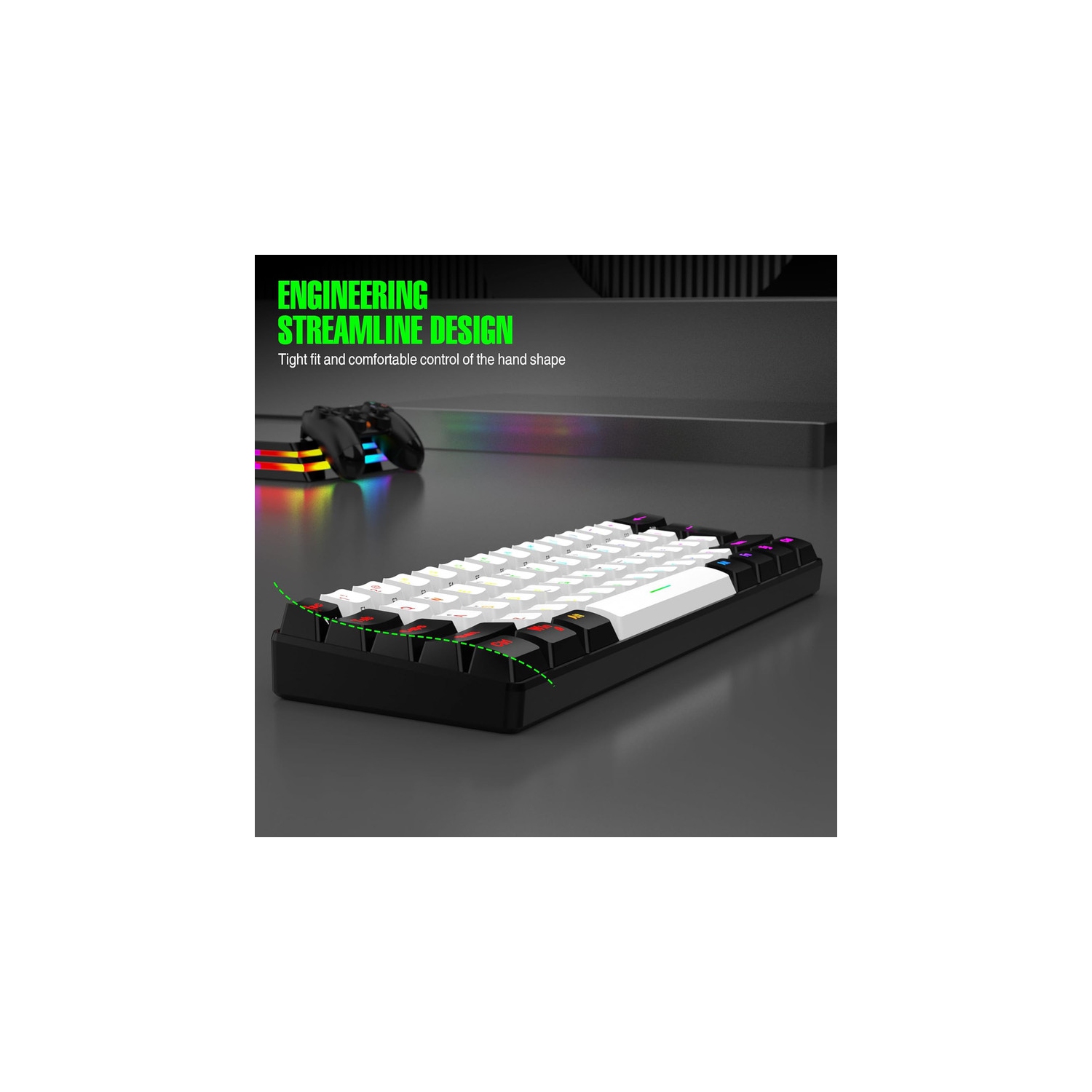 60% wired game keyboard, RGB backlit ultra-small keyboard, waterproof portable, computer/MAC game keyboard