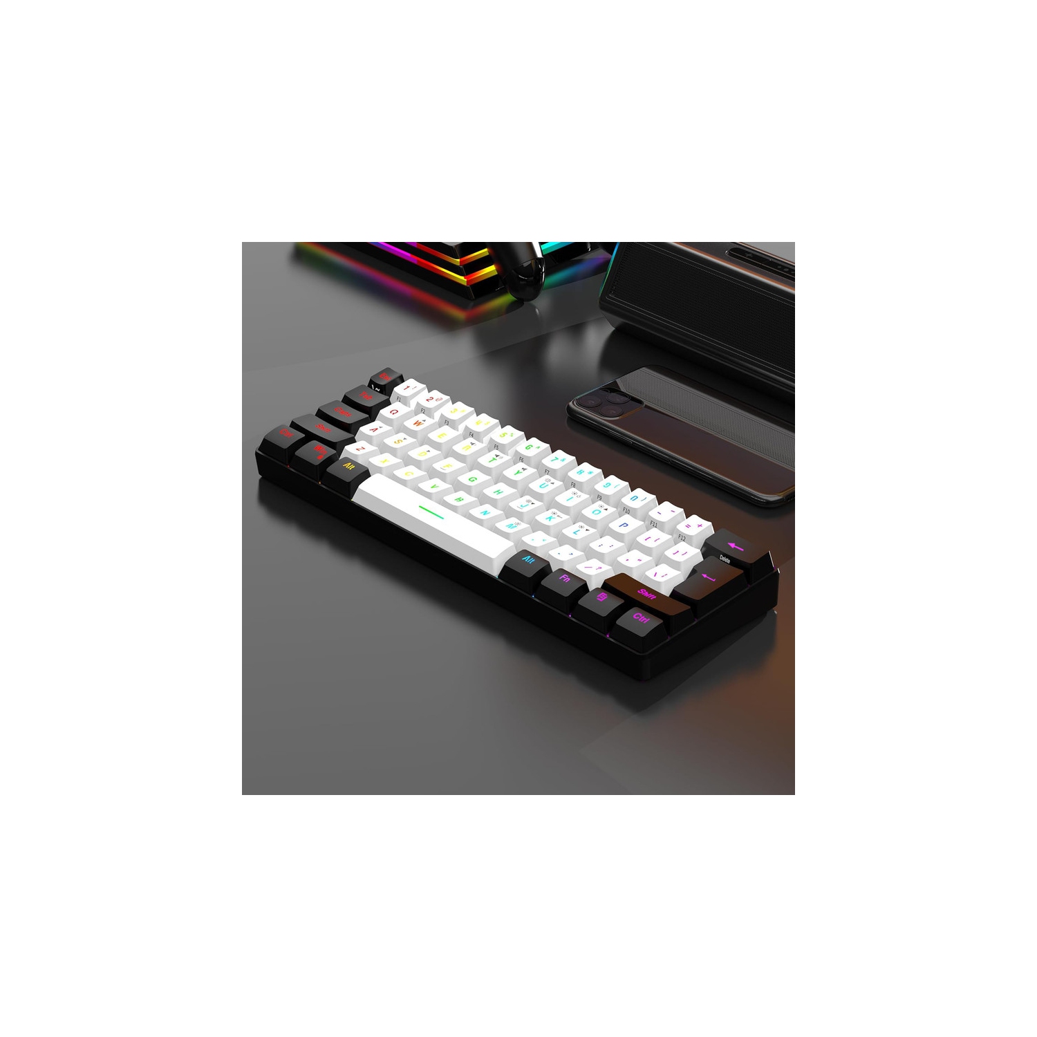 60% wired game keyboard, RGB backlit ultra-small keyboard, waterproof portable, computer/MAC game keyboard