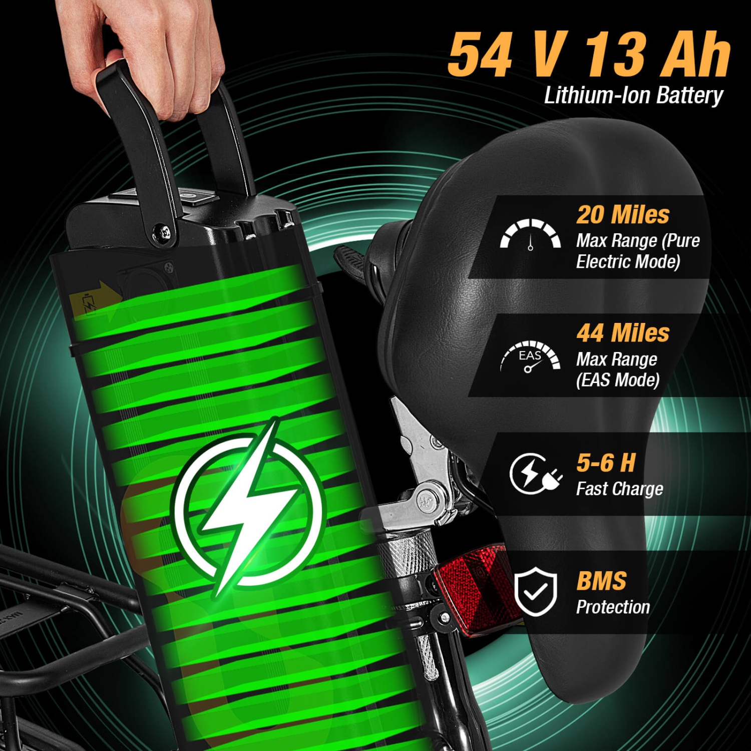 Goplus Electric Bicycle Folding Ebike w/20 Fat Tires, 750W Brushless Motor, 54V 13Ah Battery, Max. 48KM/H, 7-Speed, Commute Beach Snow