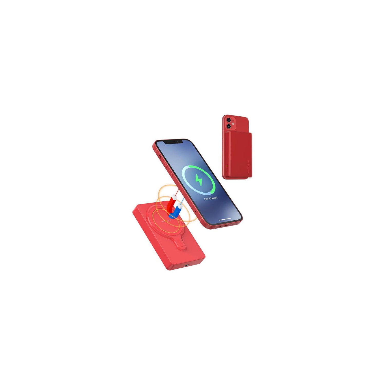 MyCharge Maglock Magnetic Powerbank with 32 HRS Of Battery Life | Color: Red