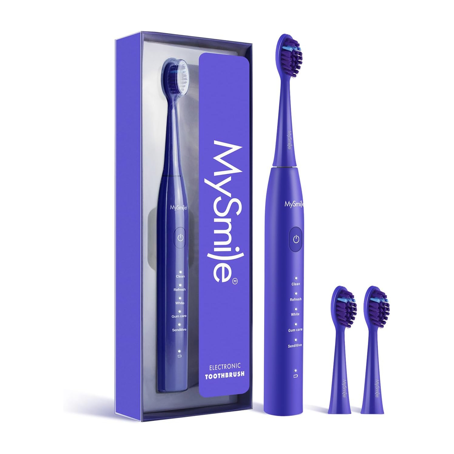 MySmile DY156 Sonic Electric Toothbrush for Adults, Rechargeable Battery Toothbrush Portable with 3 Brush Heads, 2 Mins 5 Modes Smart Timer,