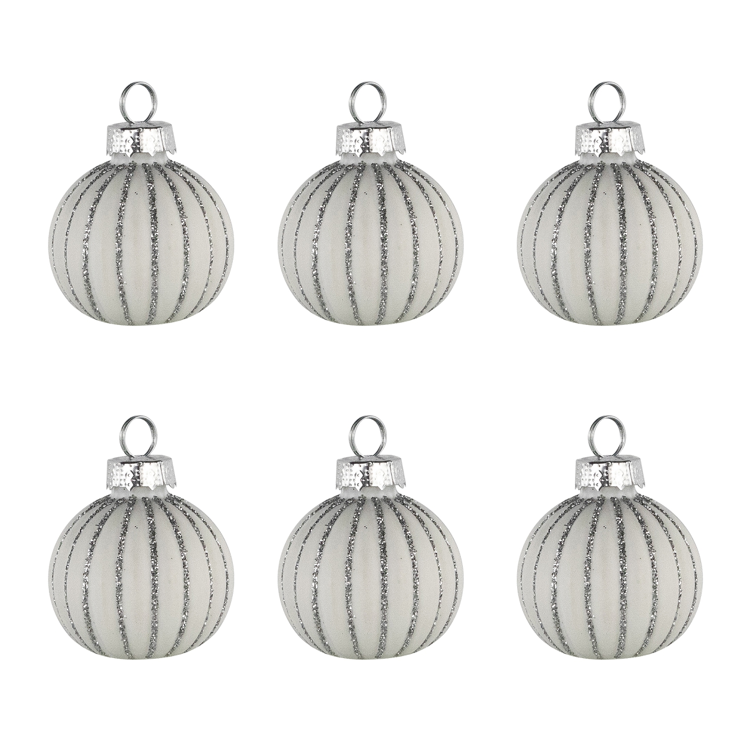 Porte-cartes de Noël à rayures scintillantes - 2&nbsp;po - Blanc - Ensemble de 6