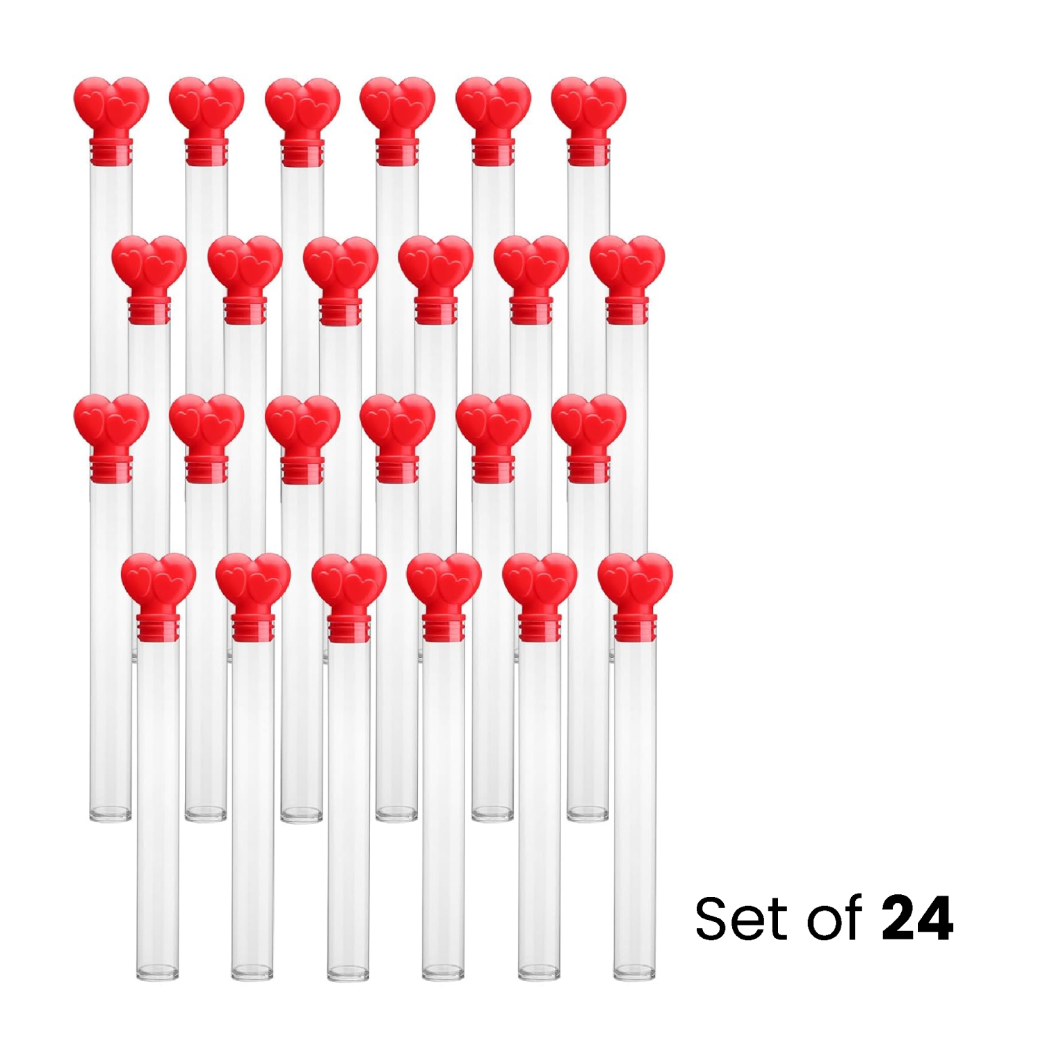 Tubes à bonbons en forme de coeur pour la Saint-Valentin - Rouge - Ensemble de 24