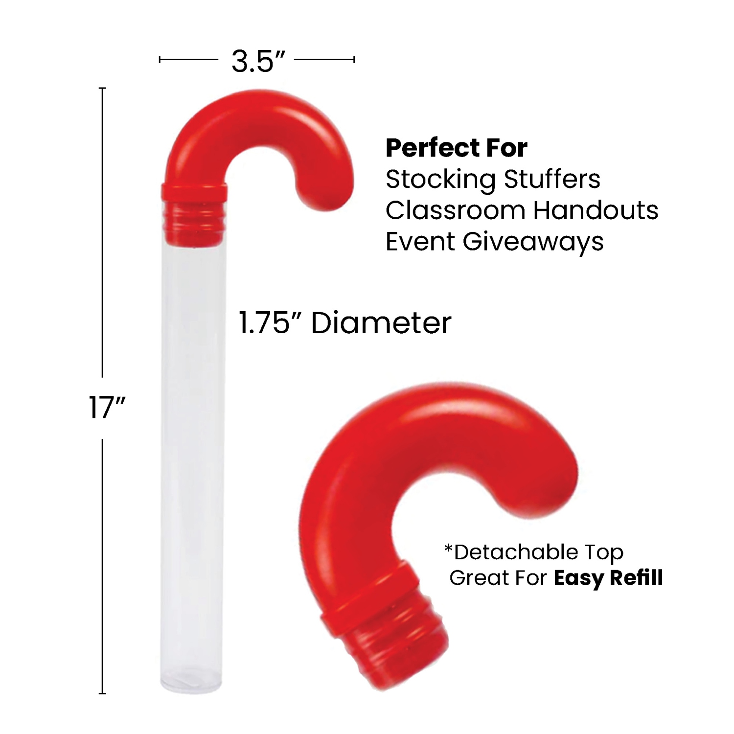 Grands tubes de Noël en forme de canne de Noël - 16&nbsp;po - Ensemble de 24