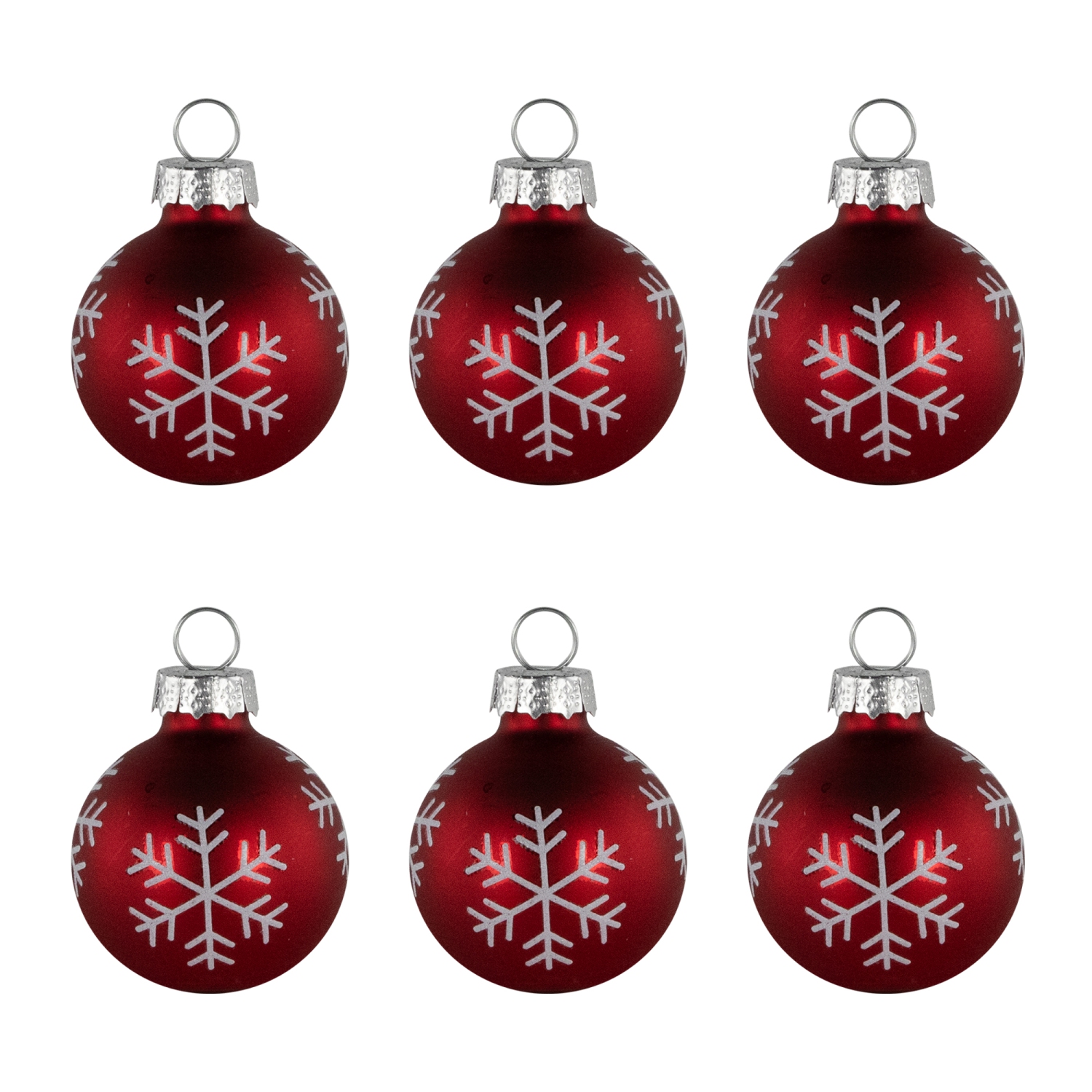 Boules en verre de Noël avec porte-cartes en forme de flocons de neige - 2&nbsp;po - Rouge - Ensemble de 6