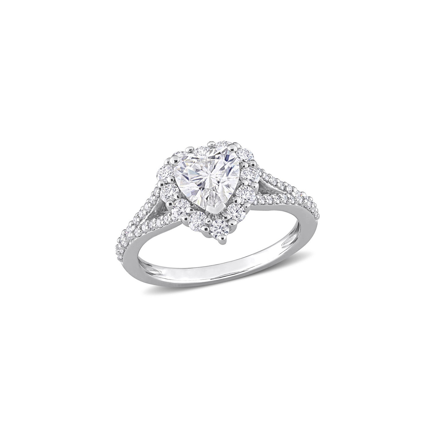 Bague de fiançailles en argent sterling avec moissanite synthétique en forme de coeur 1.57&nbsp;carat