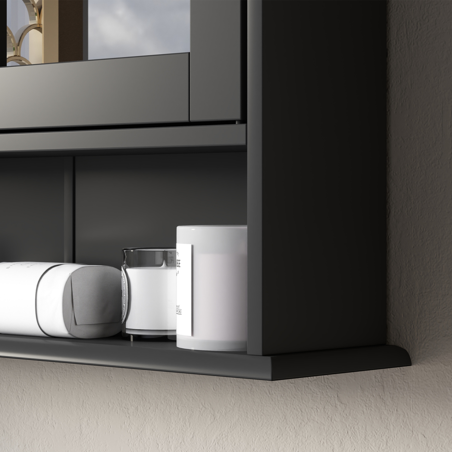 Armoire à pharmacie kleankin, miroir mural pour salle de bain avec portes doubles, tablette ouverte et tablette réglable, armoire murale moderne pour