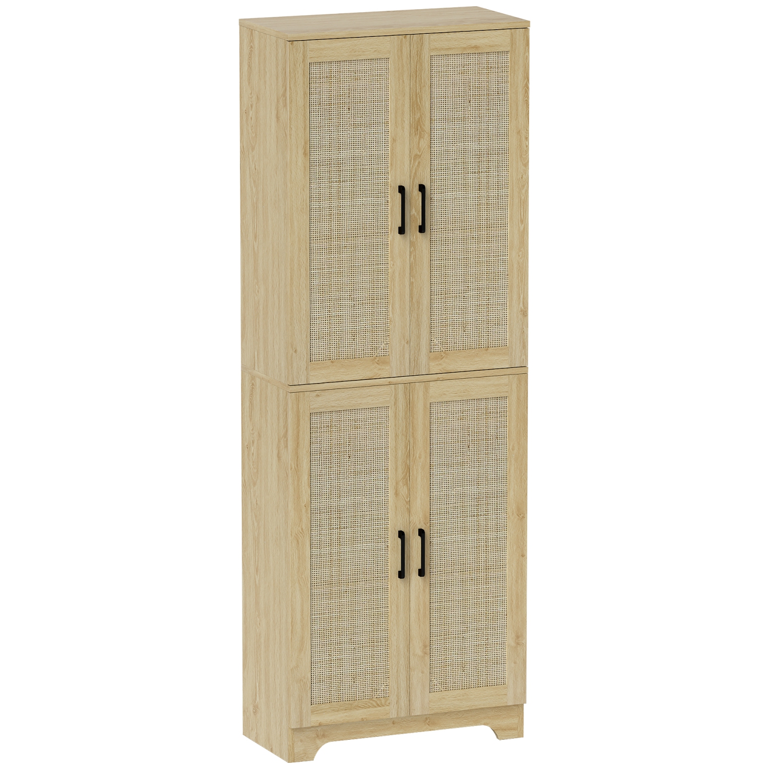 HOMCOM – Armoire garde-manger autonome de 67&nbsp;po, 4 portes en rotin et tablettes ajustables, chêne