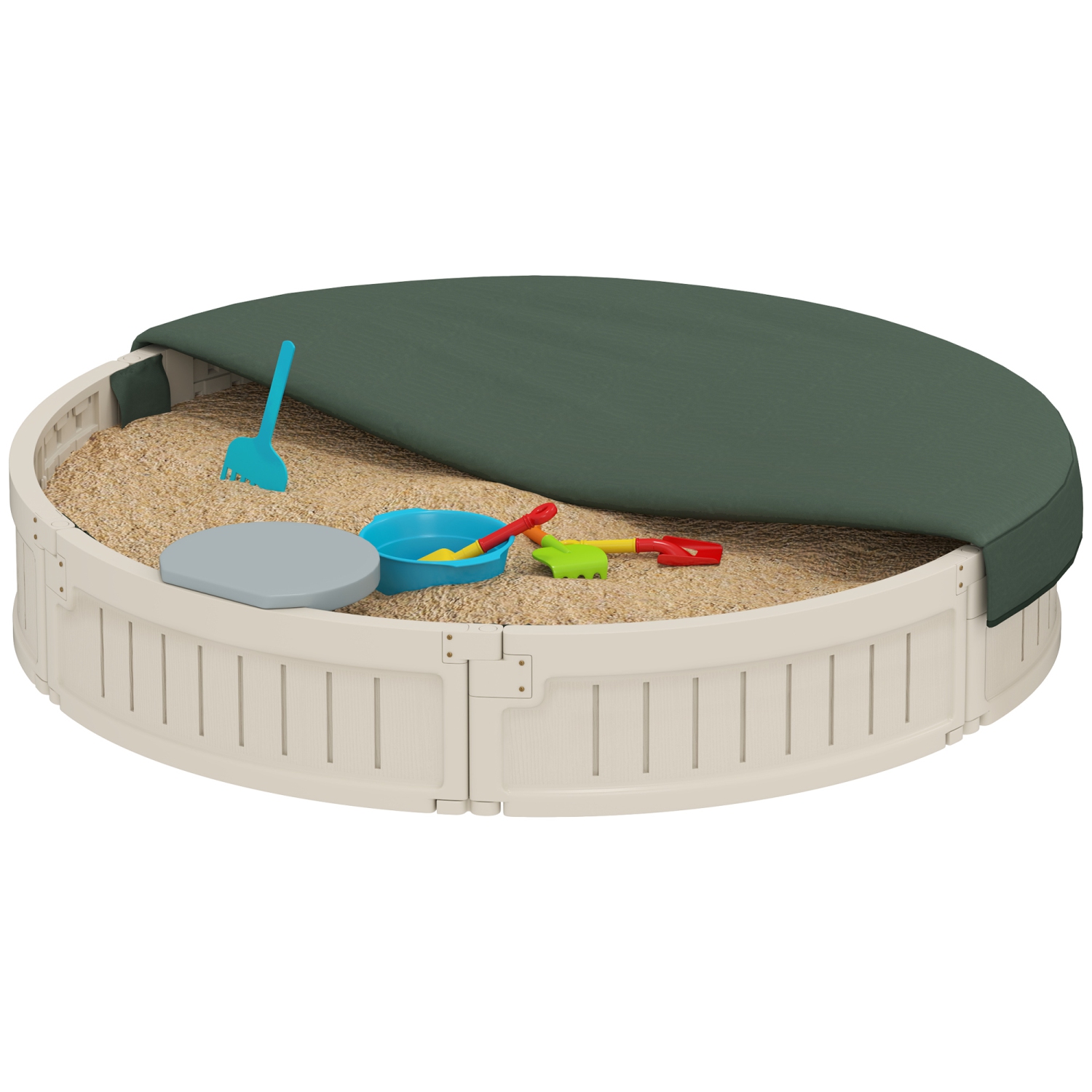 Outsunny Kids – Bac à sable avec housse, bac à sable extérieur avec siège en coin, assemblage facile, station de jeu pour la cour, jardin, 48,4 8,9 x