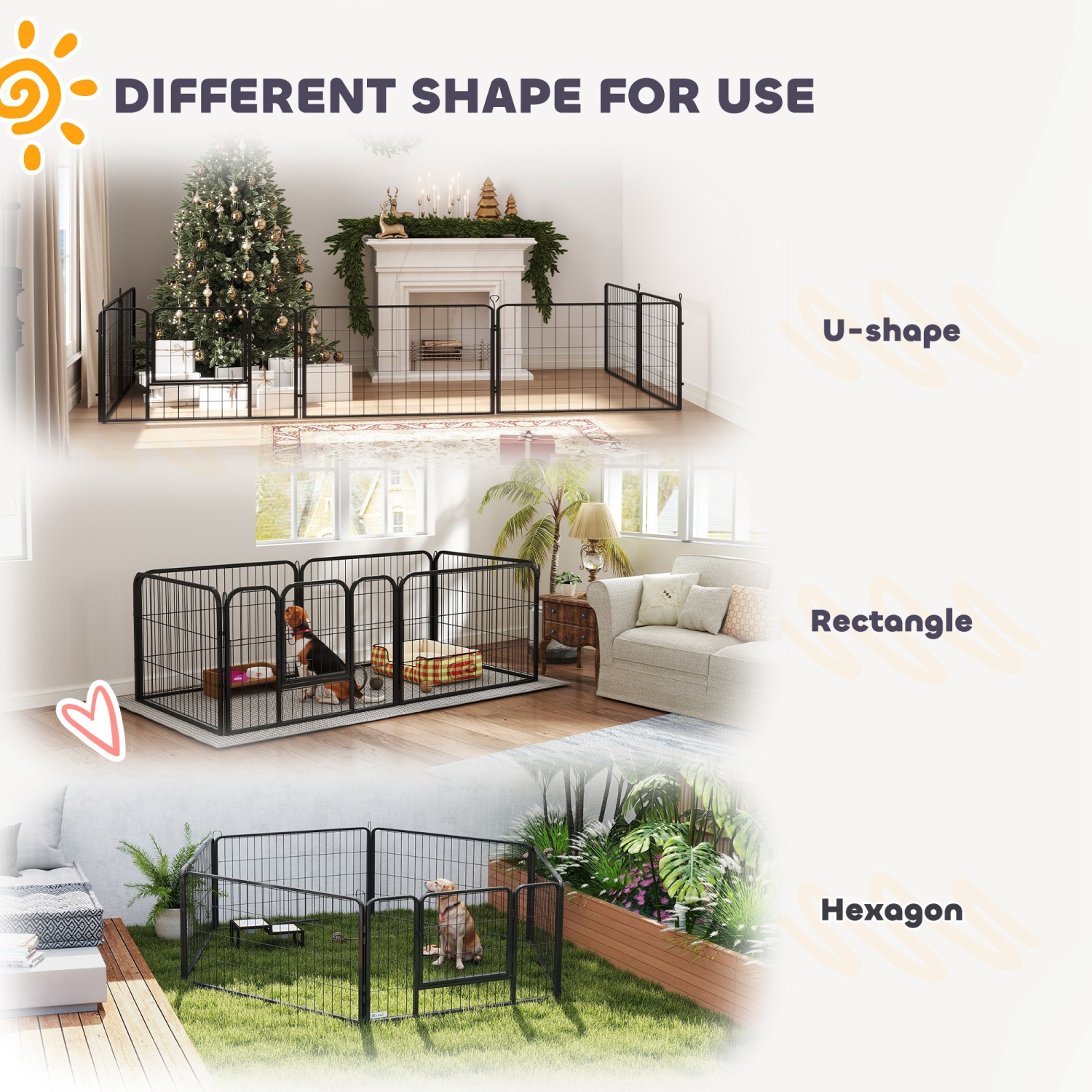 PawHut Whelping Box for Dogs and Puppies, 23.5"H, 7 Panels Puppy Playpen with Windproof Oxford Fabric Cloth, Washable Pee Pad, Pet Playpen with Door,
