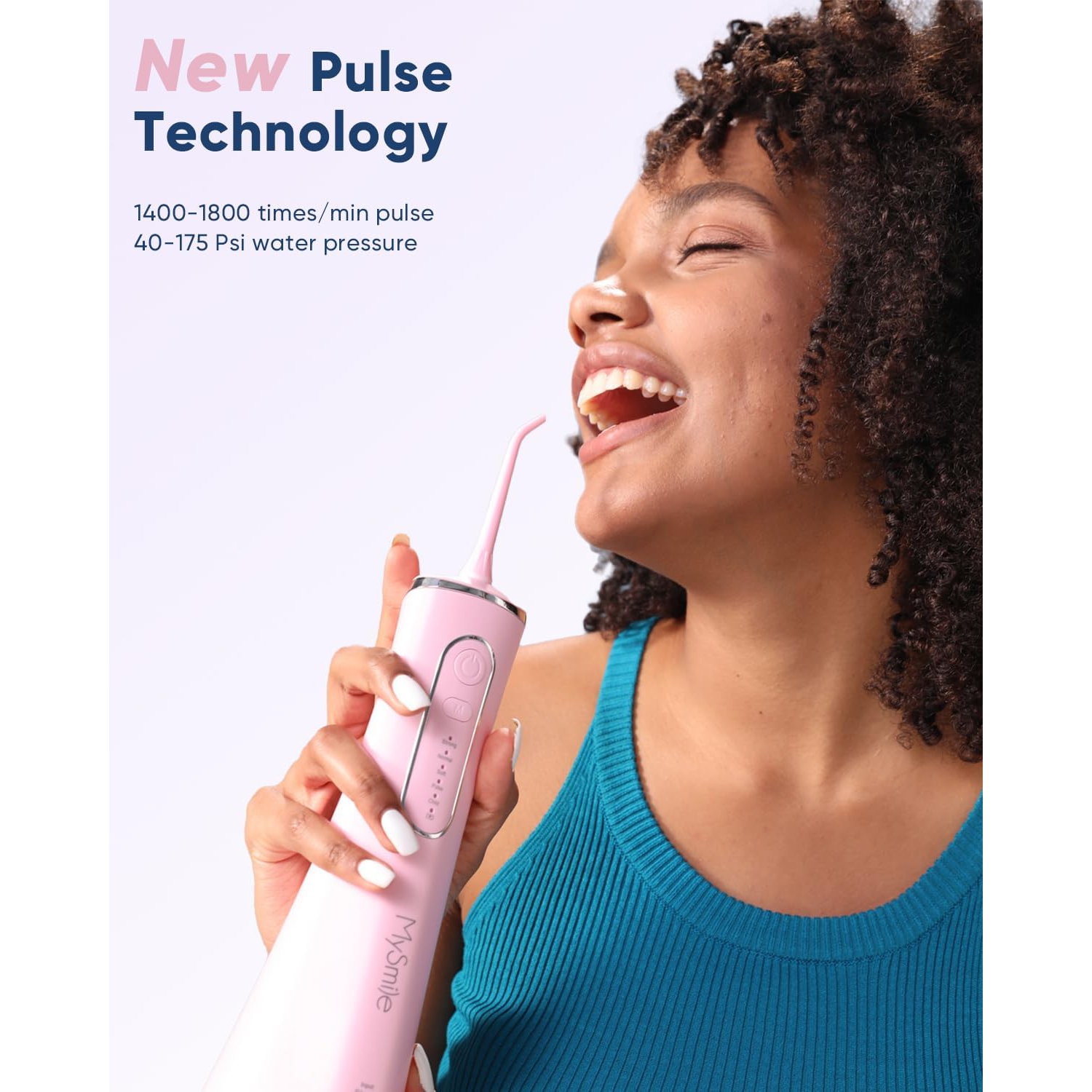 MySmile LP211 Cordless Advanced Water Flossers for Teeth, 5 Cleaning Modes Rechargeable Power Dental Flosser 8 Replacement Jet Tips IPX 7 Waterproof