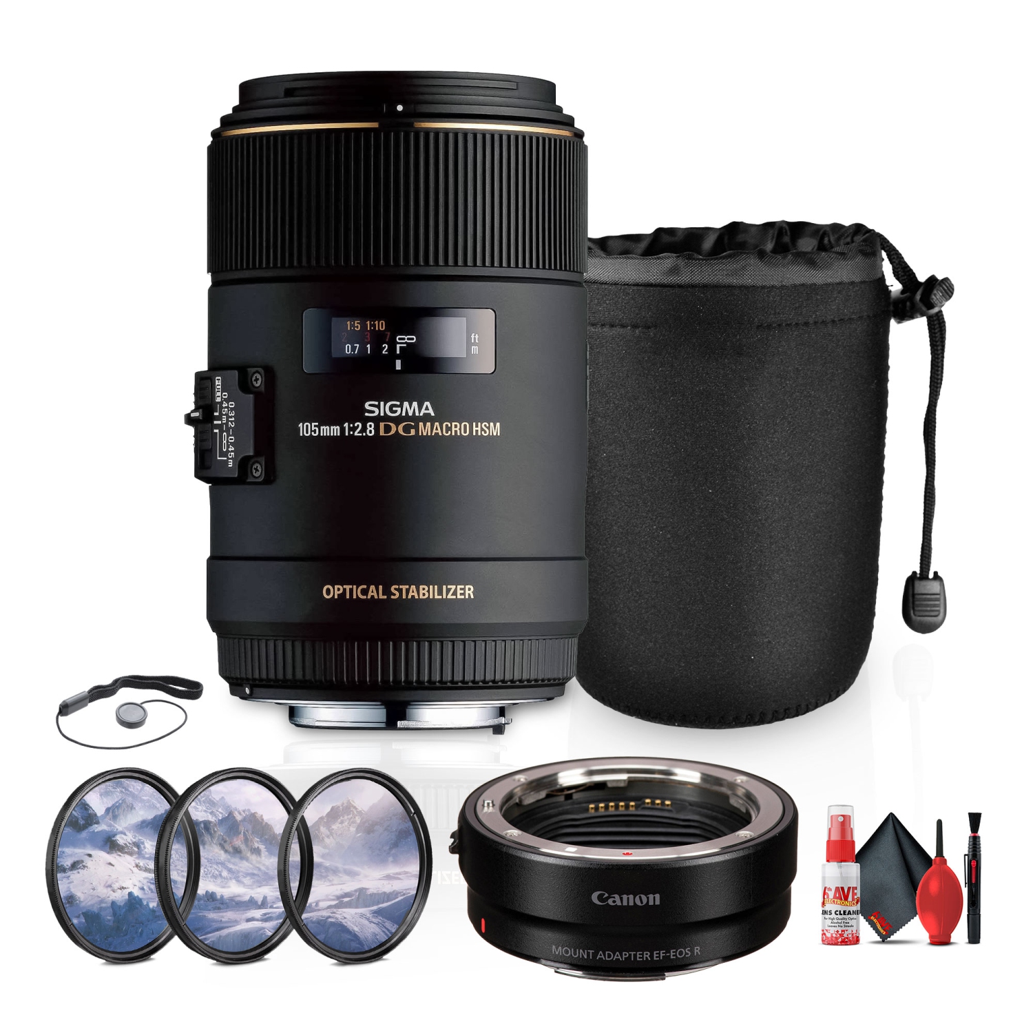 Sigma 105mm f/2.8 EX DG OS HSM Macro Lens for Canon Bundle