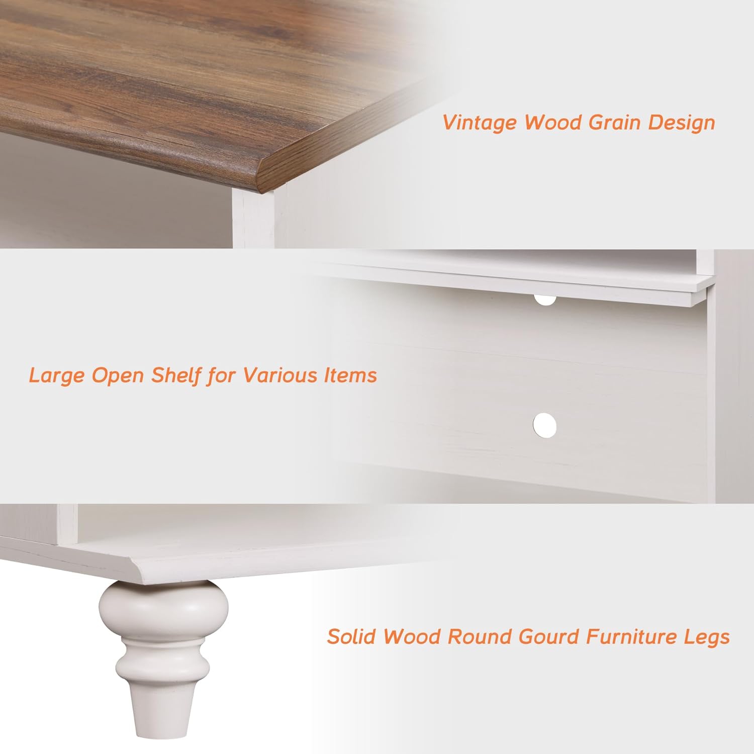 WAMAPT Buffet Cabinet with 4 Doors and 2 Drawers, Large Coffee Bar Tables Wood Kitchen Storage Cabinets, Farmhouse Sideboard Credenza with 2 Open