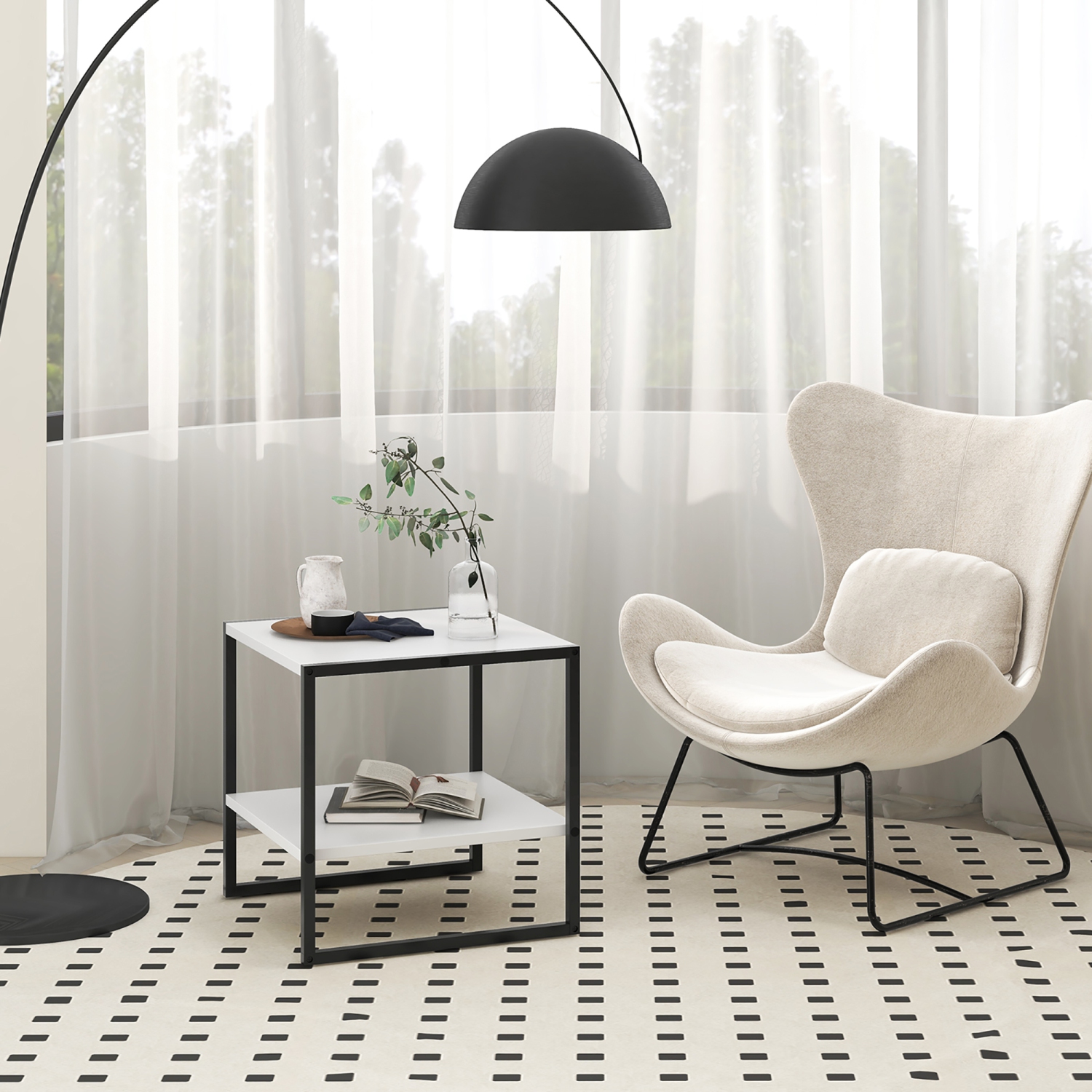 Gymax 20'' 2-Tier End Table w/ Storage Shelf Reversible Design for Living Room