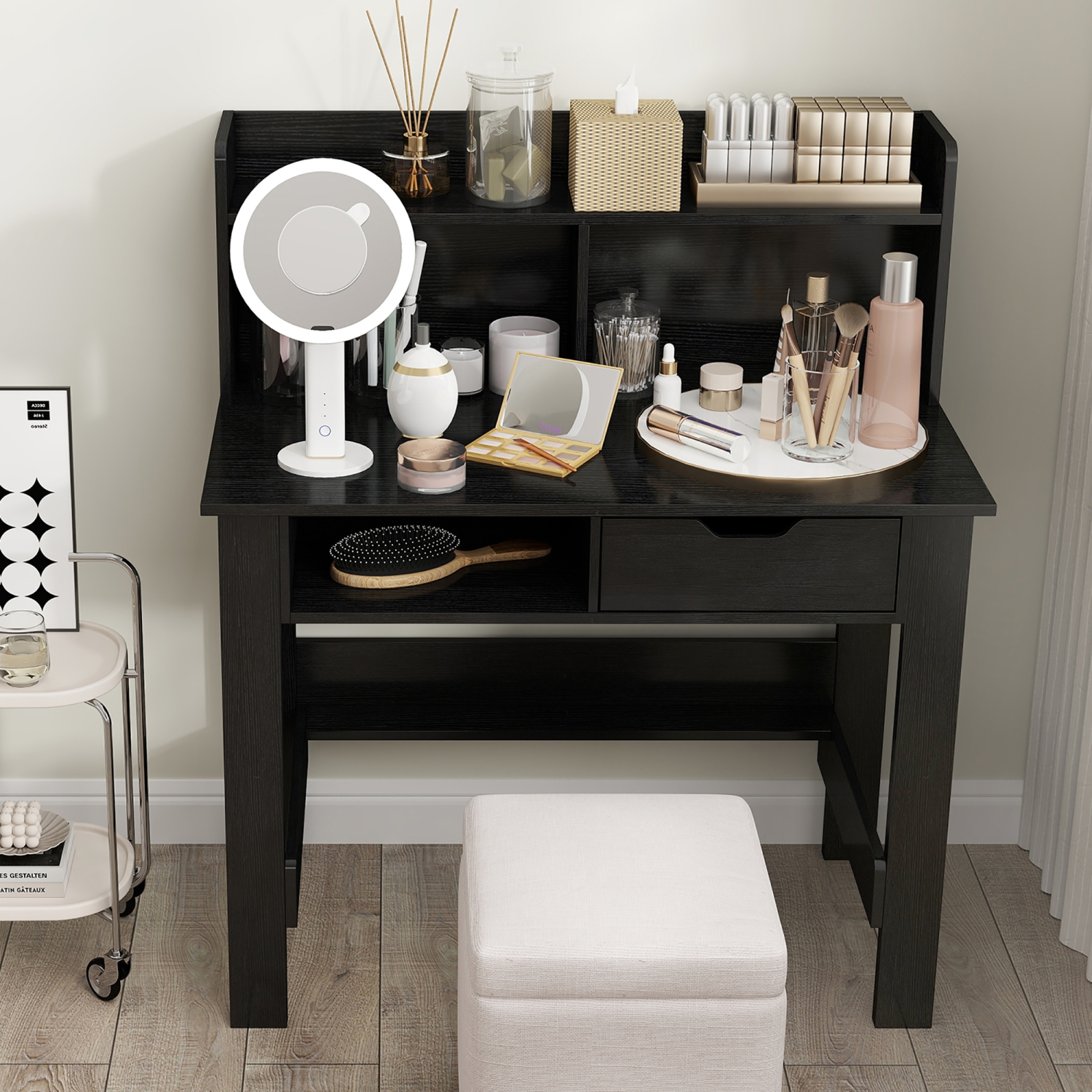 Gymax Computer Desk w/ Power Outlets & USB Ports & Type-C Hutch Open Shelf Drawer