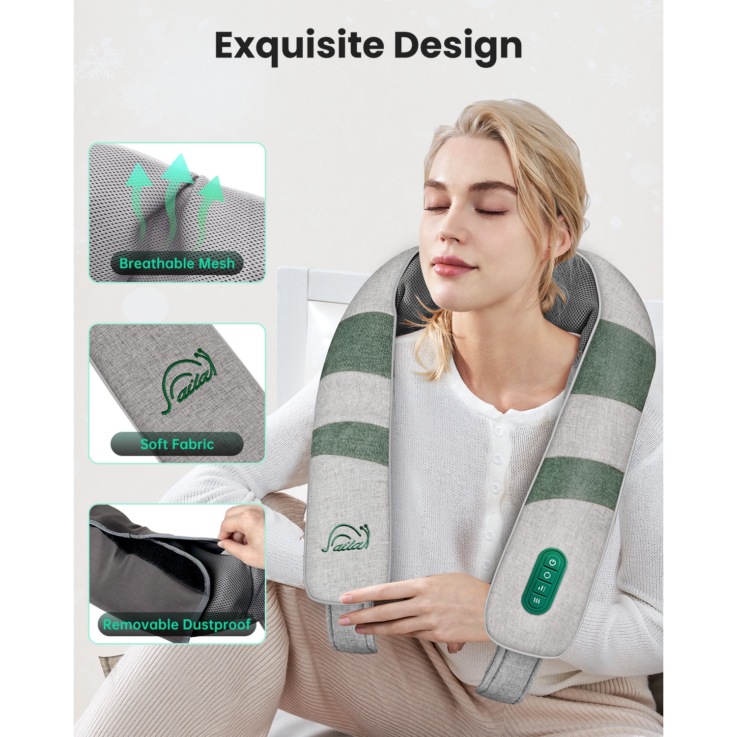 Snailax Neck Massager with Heat, Shiatsu Back Neck and Shoulder Massager, Electric 4D Deep Kneading Massage